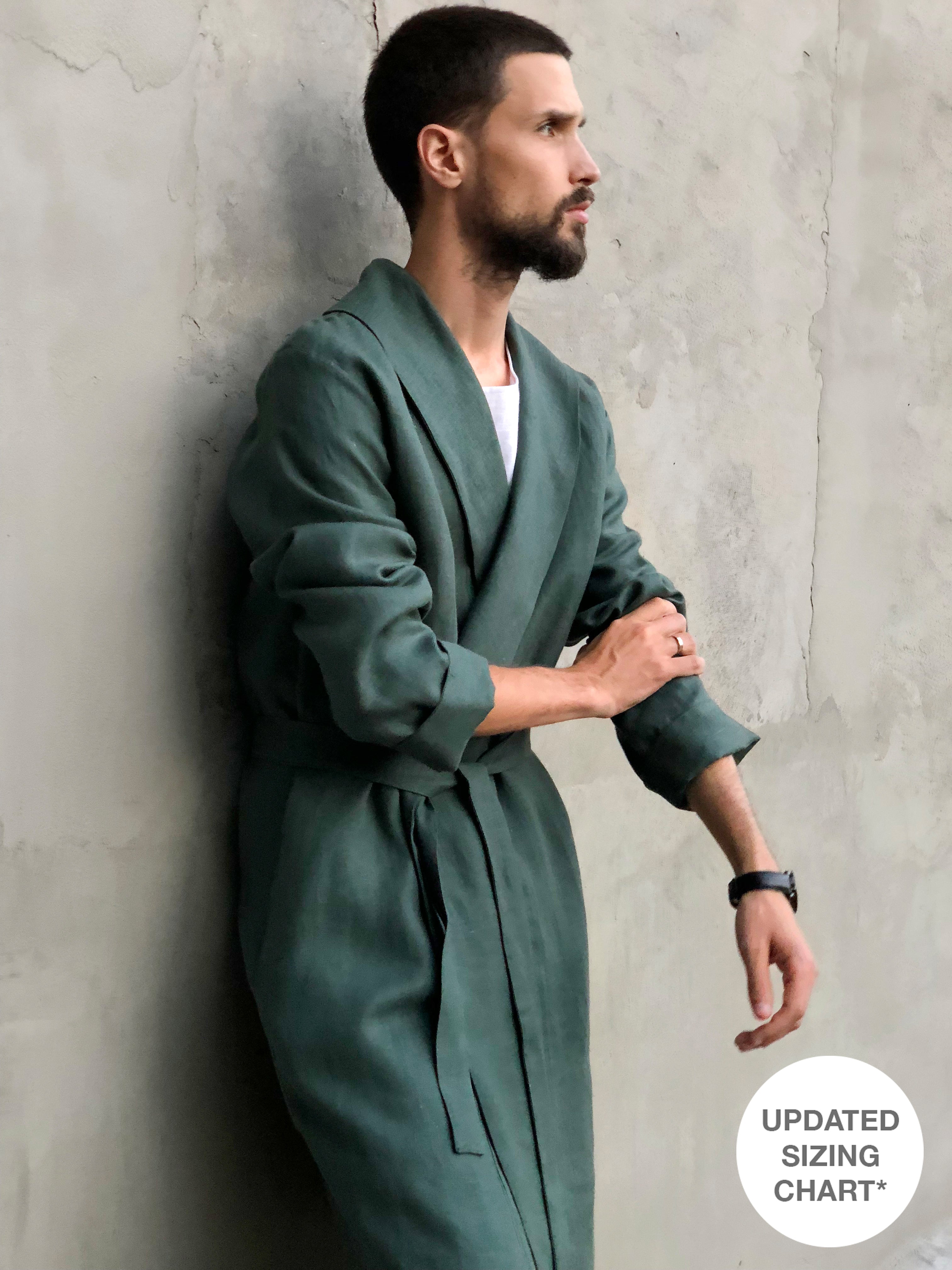 Men’s linen bathrobe JUNIPER in Green