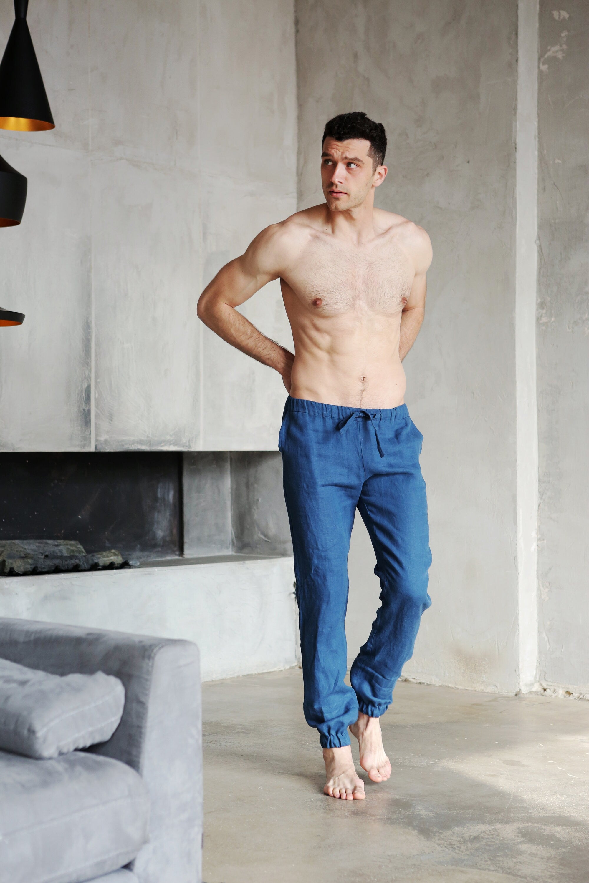 Men’s linen pants MOUNTAIN ASH in Navy blue