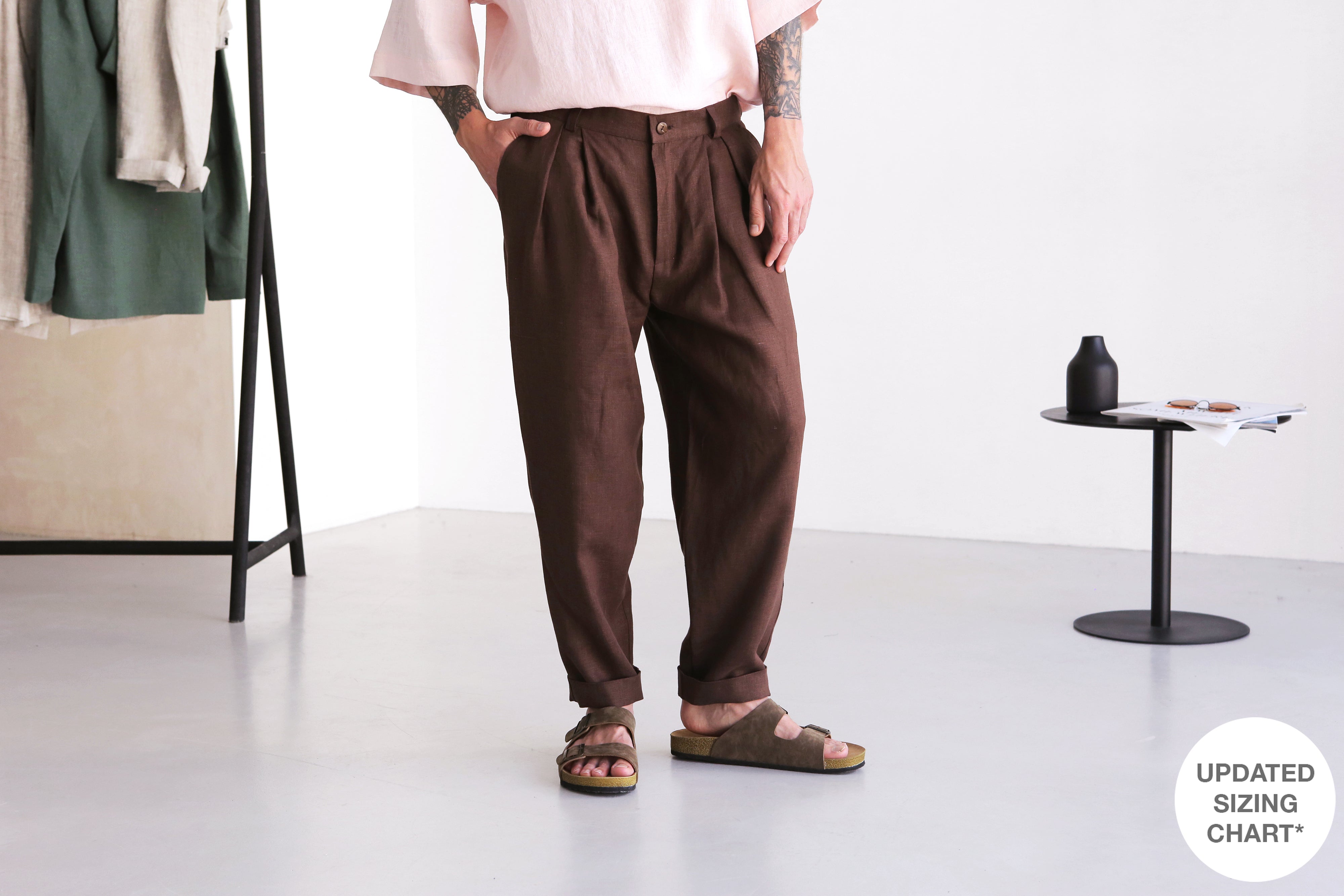 Loose Pleated Pants CEDAR in Brown