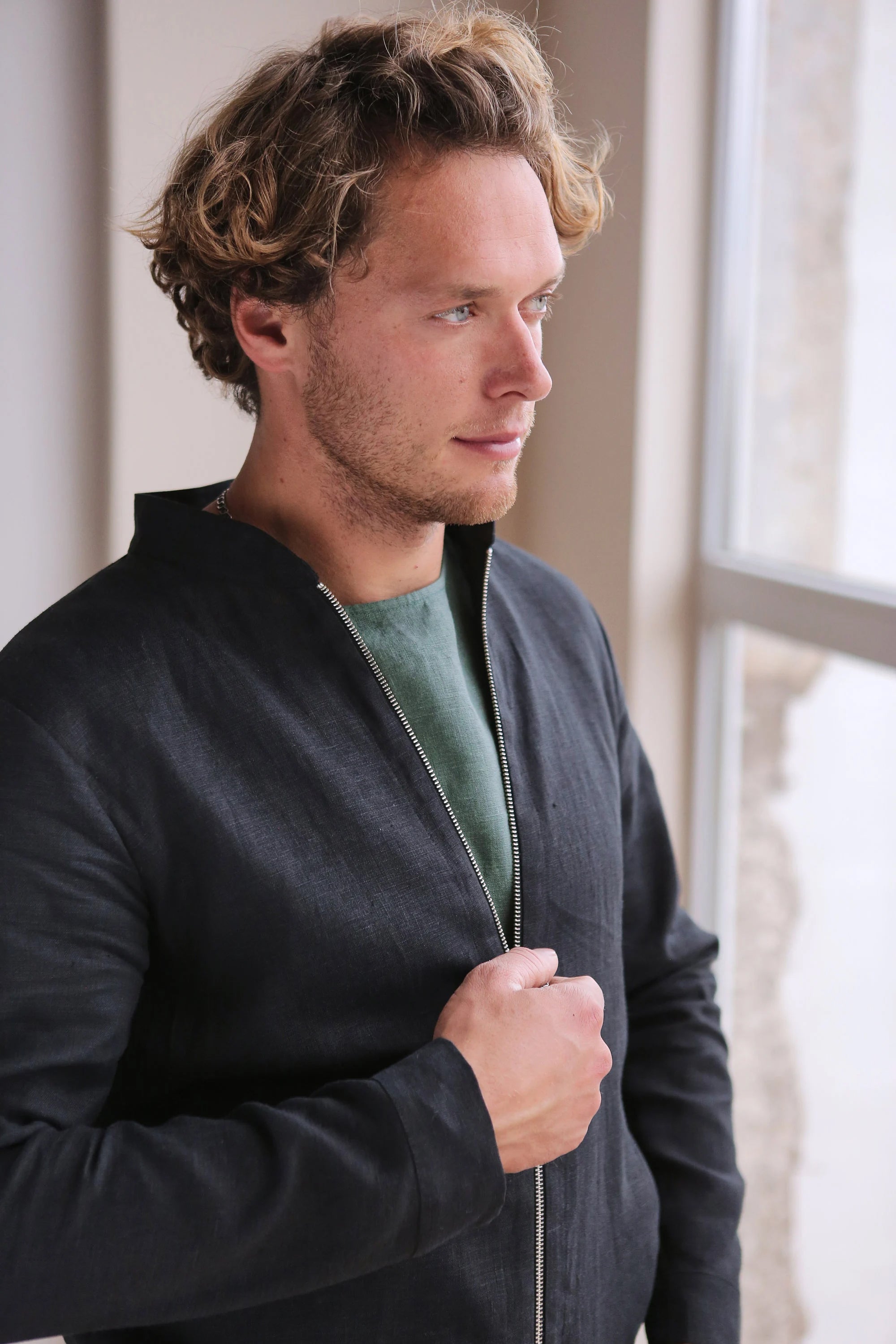 Men’s Linen Bomber MULBERRY in Black