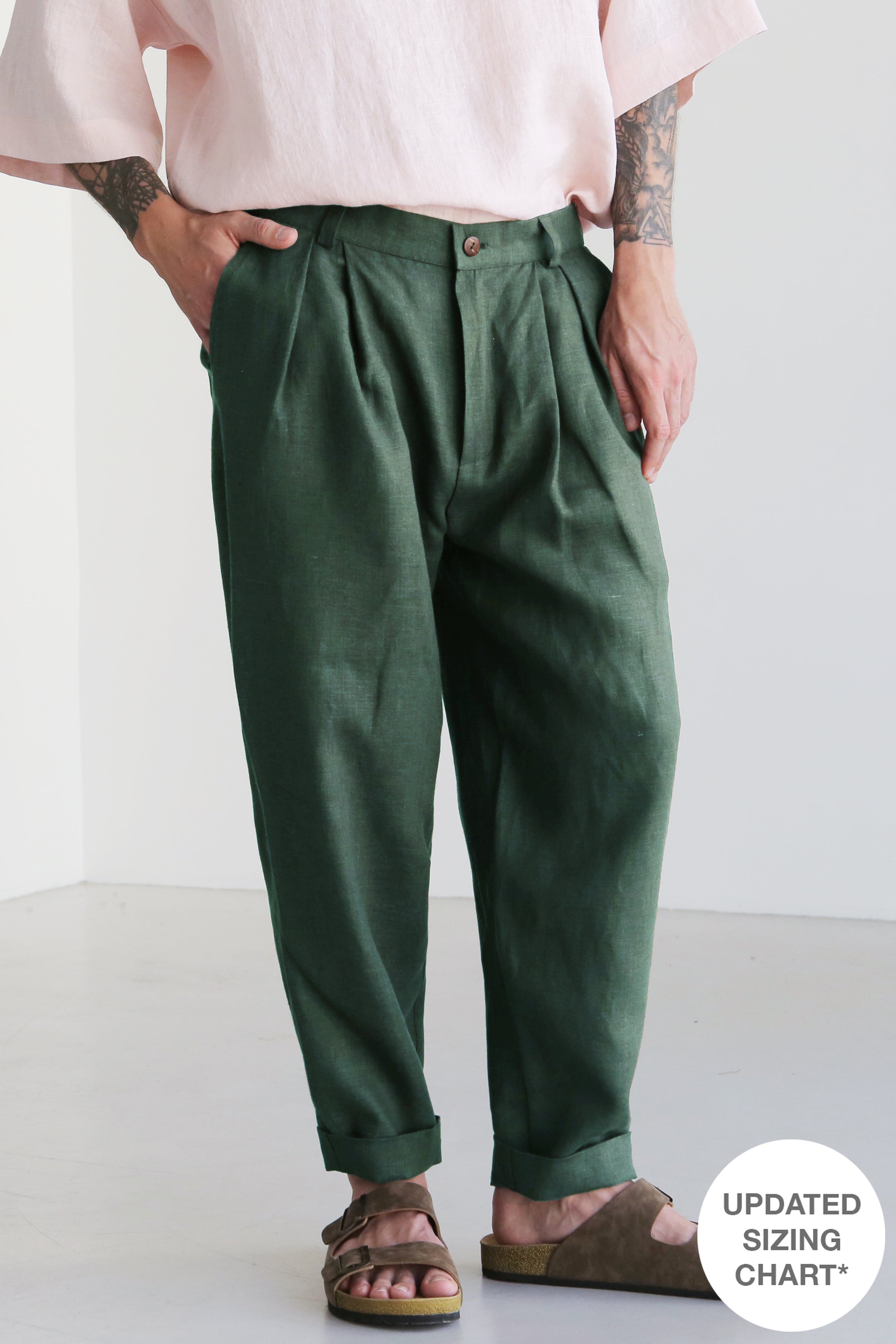 Loose Pleated Pants CEDAR in Green