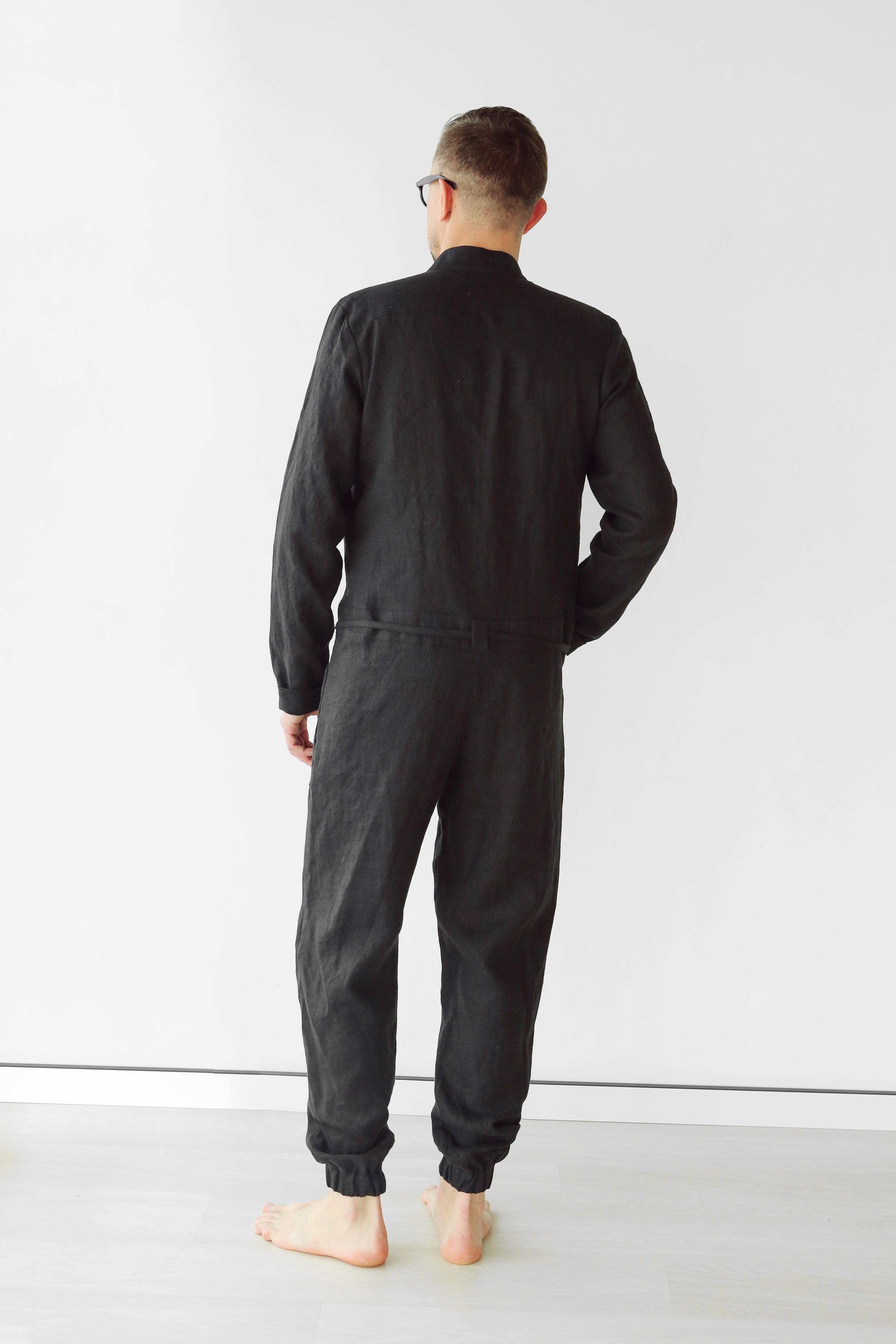 Mens Linen Jumpsuit PALO SANTO in Black