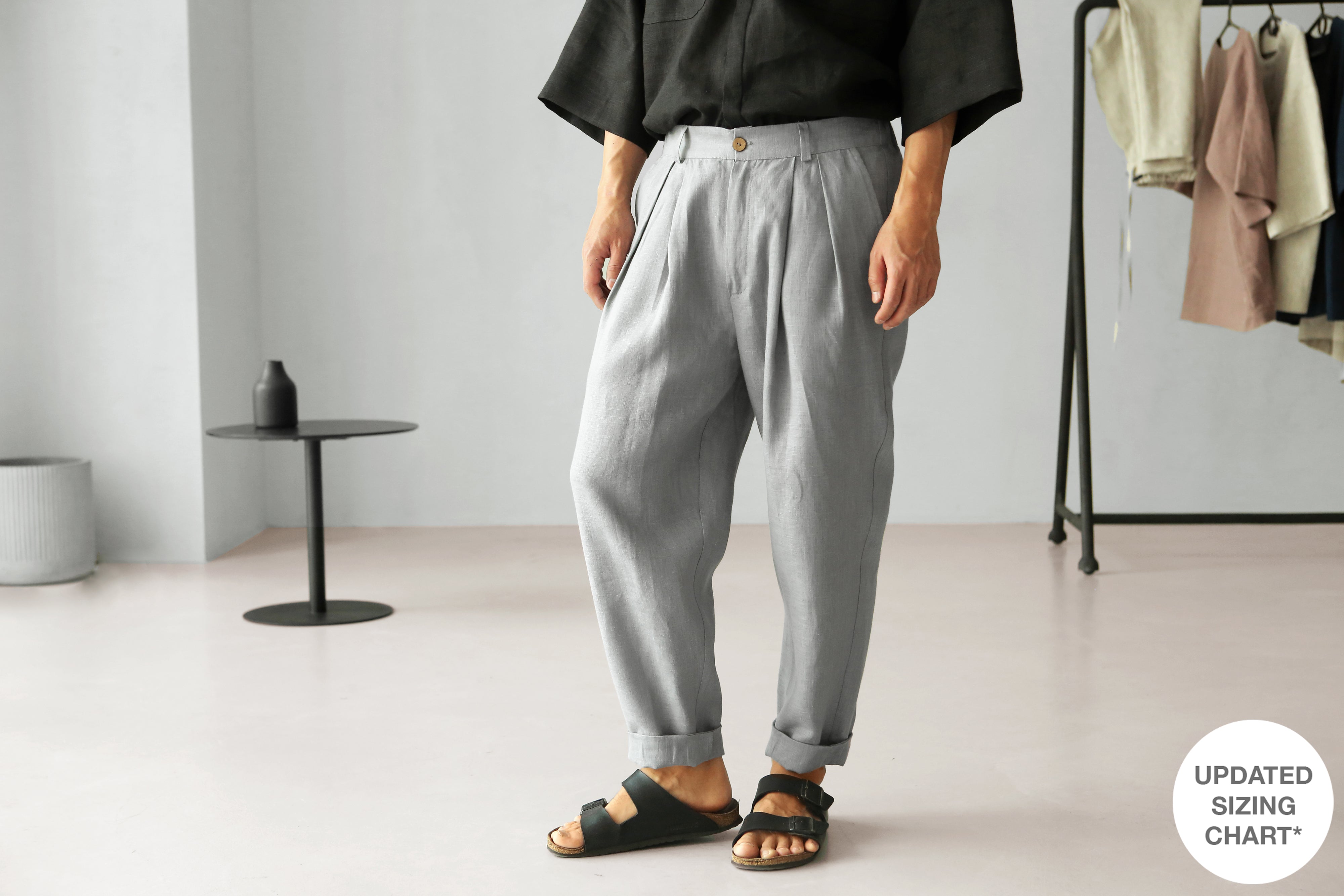 Loose Pleated Pants CEDAR in Light grey