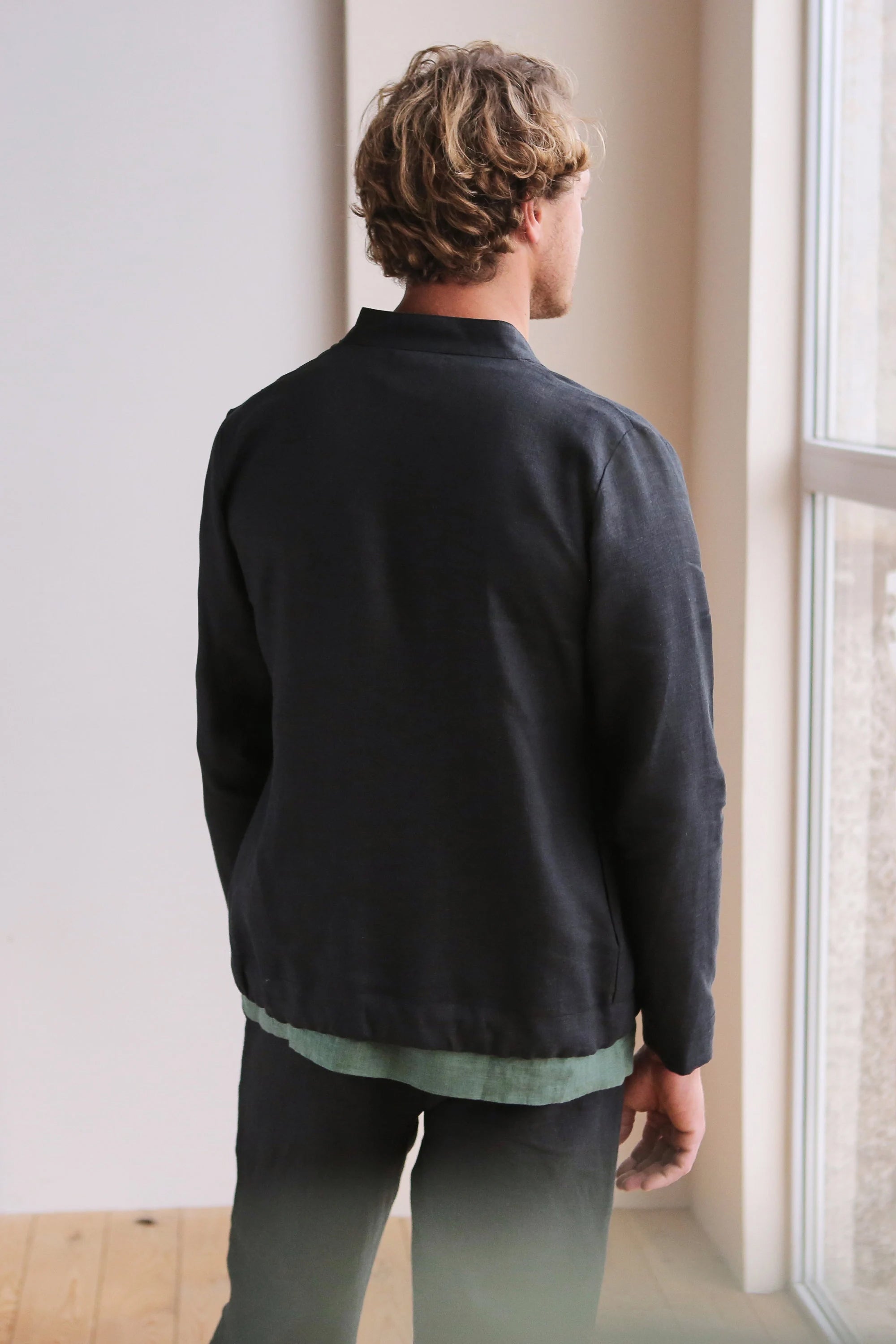 Men’s Linen Bomber MULBERRY in Black