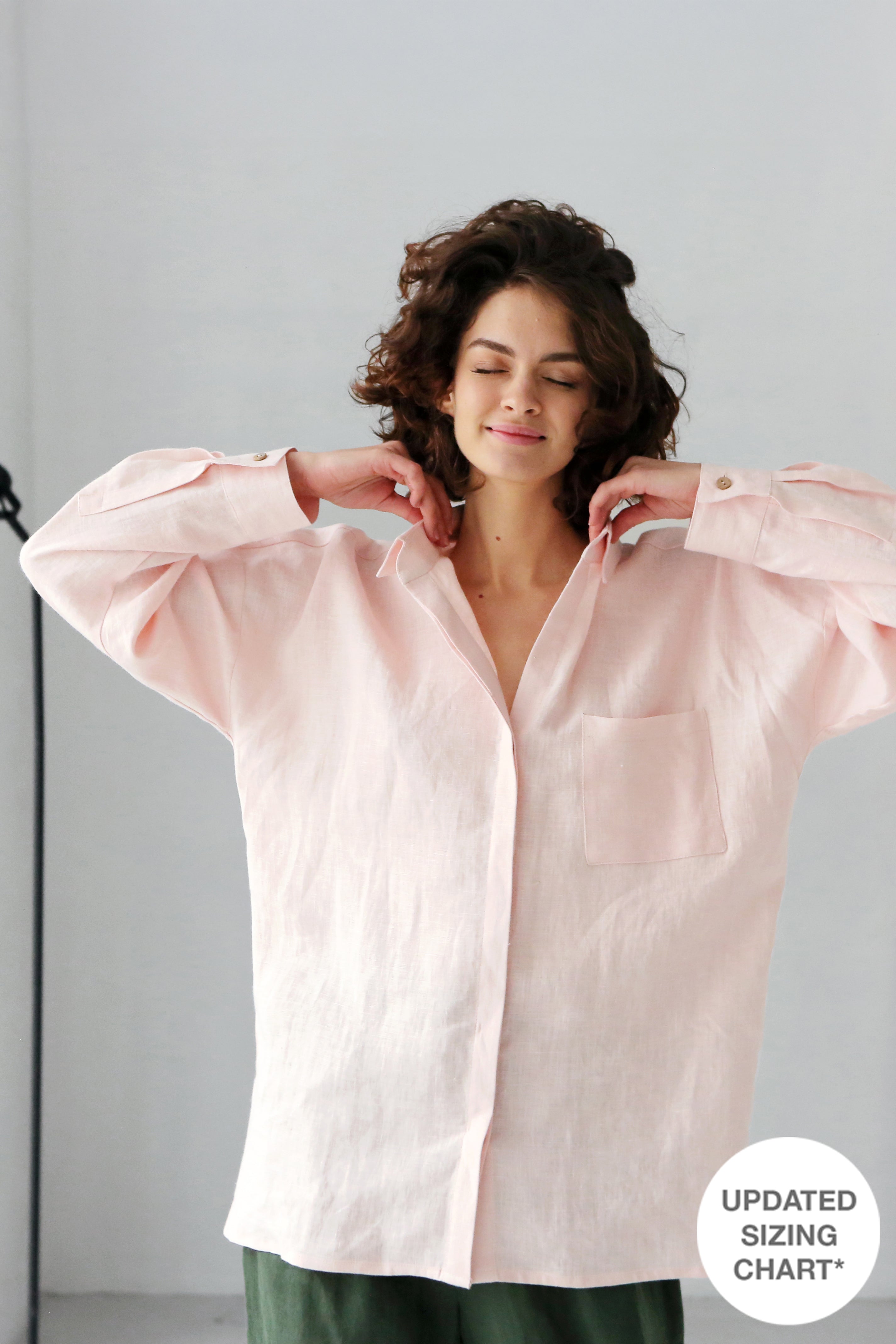 Oversized Linen Shirt AZOLLA in Light pink