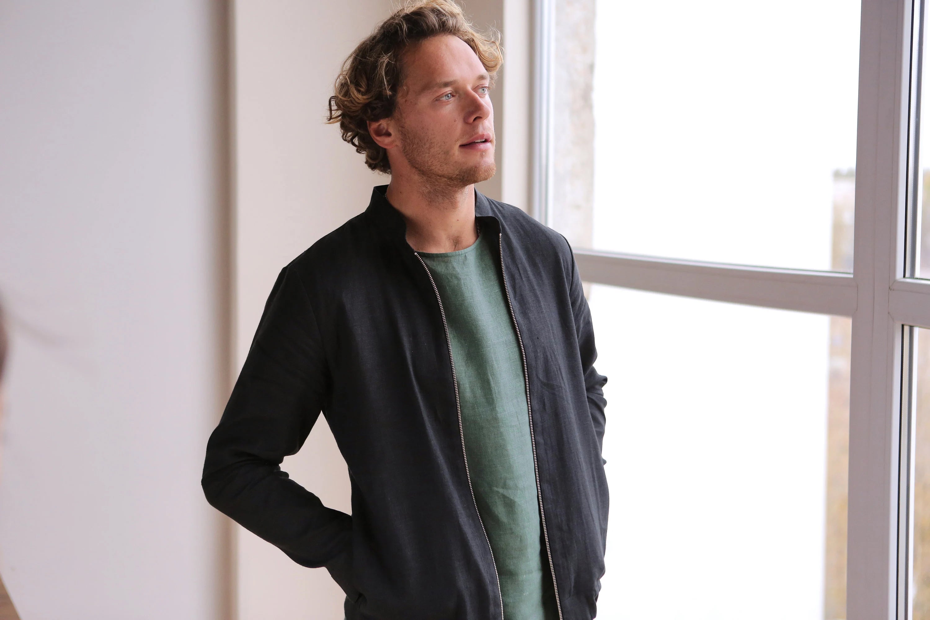 Men’s Linen Bomber MULBERRY in Black