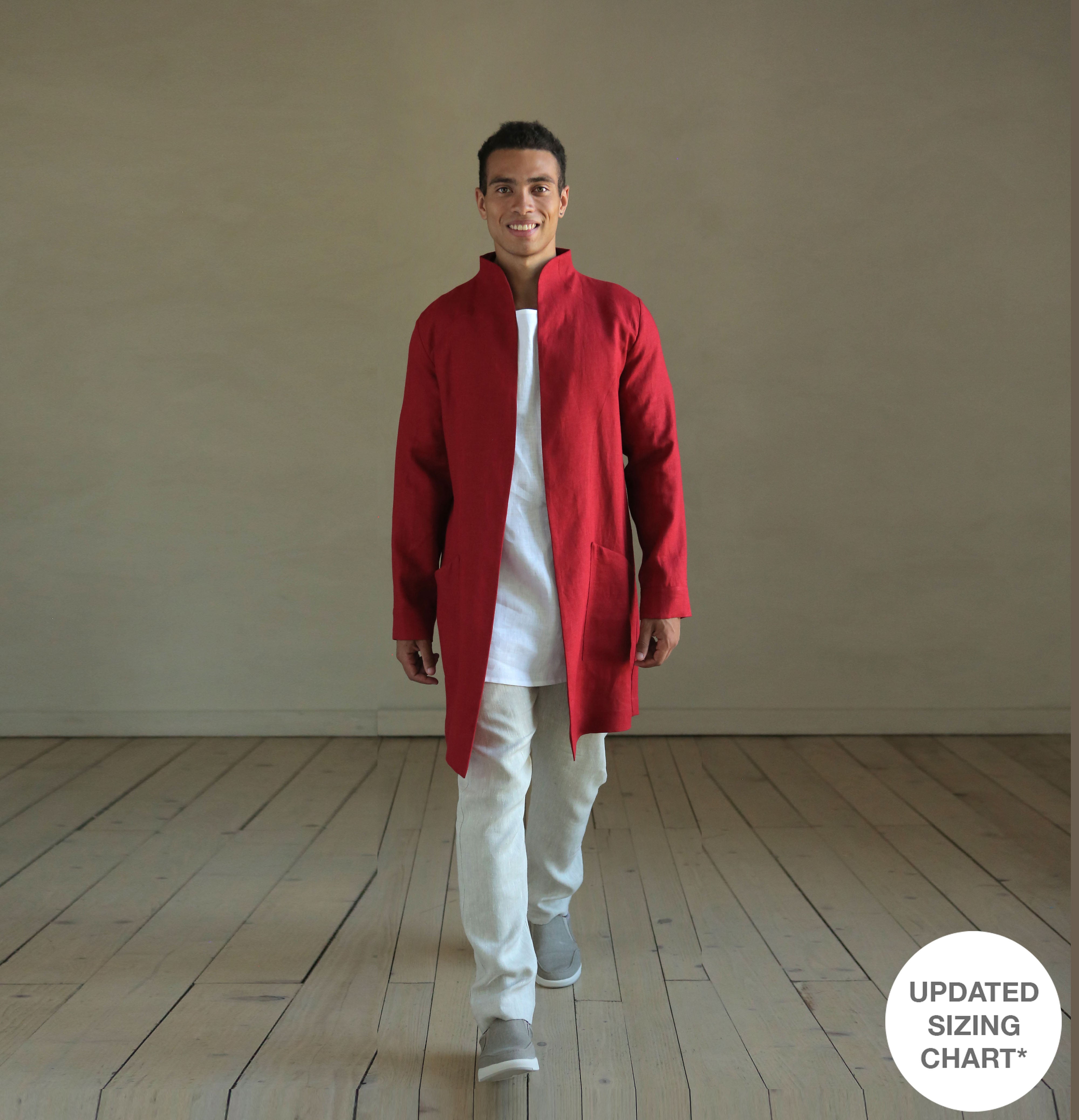 Men’s Linen Trench ALMOND in Red