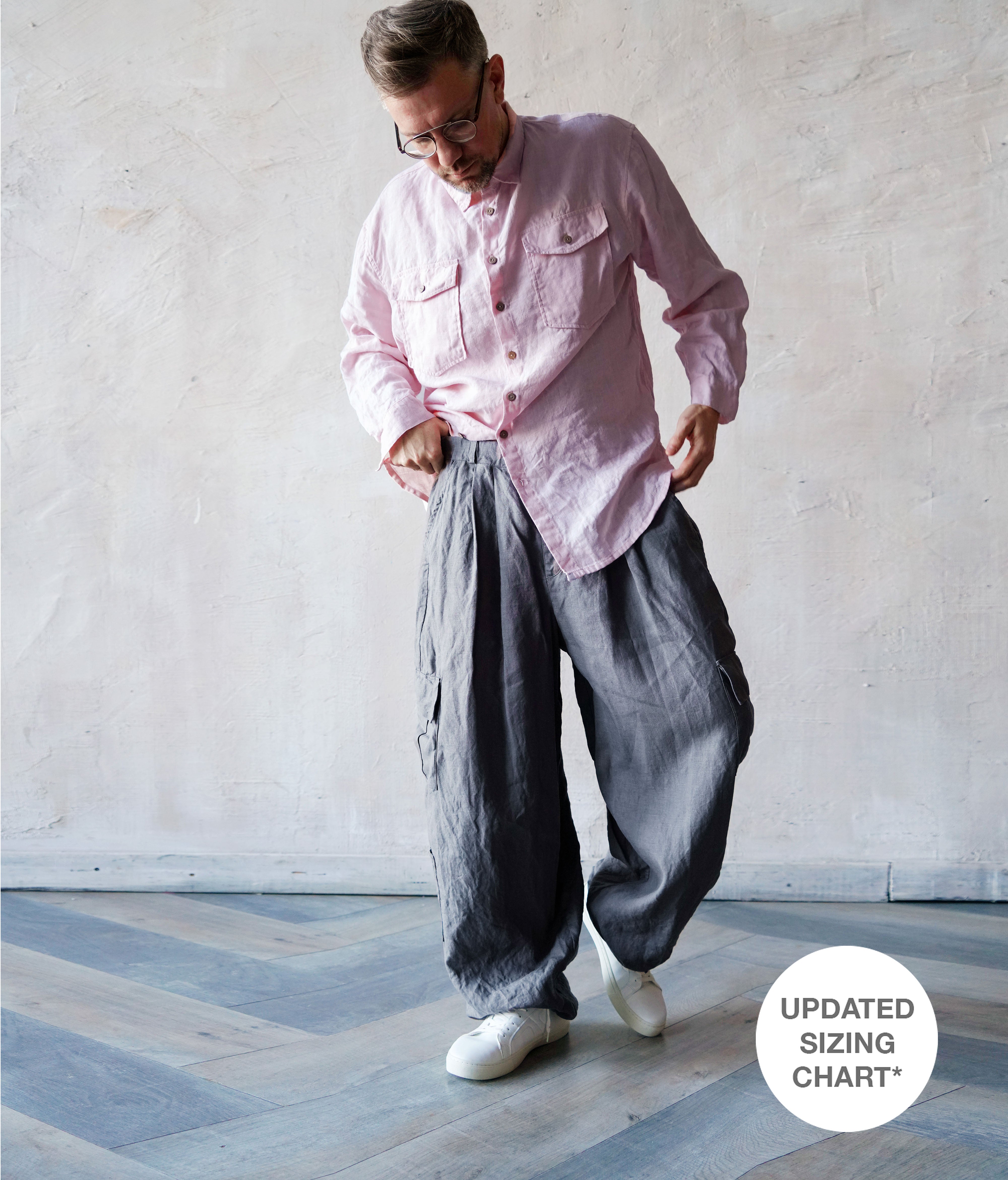Harem Linen Pants ANDO in Dark grey