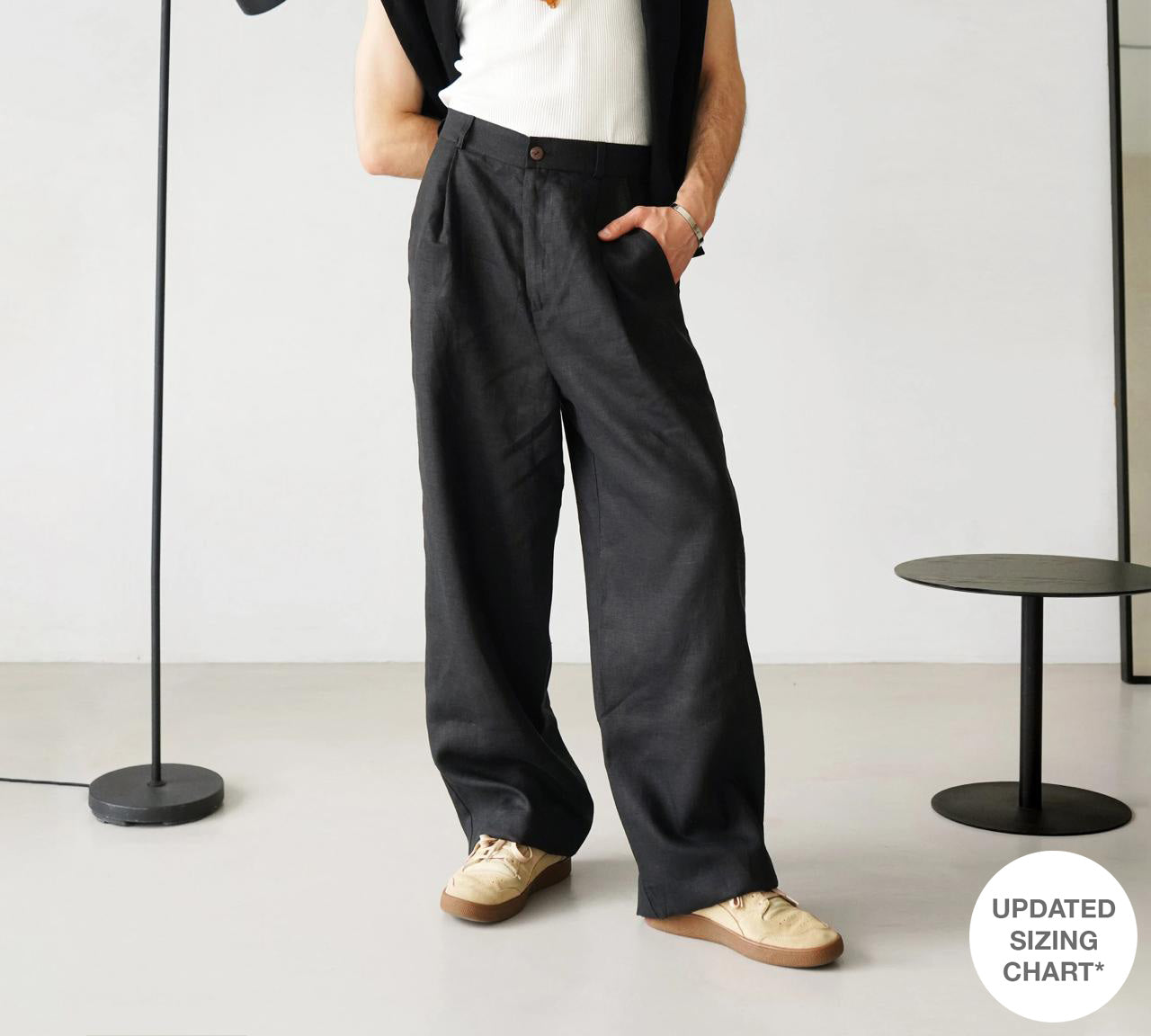 Men's Palazzo Linen Pants in Black – Relaxed Fit
