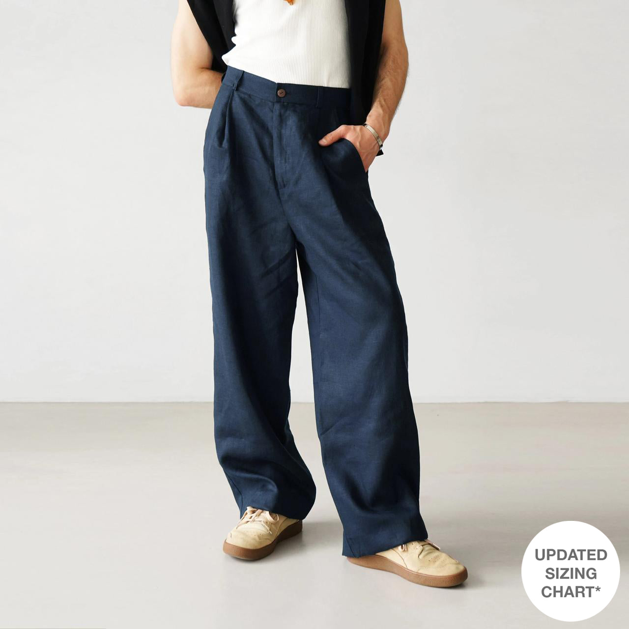 Palazzo Linen Pants ASPEN in Dark blue