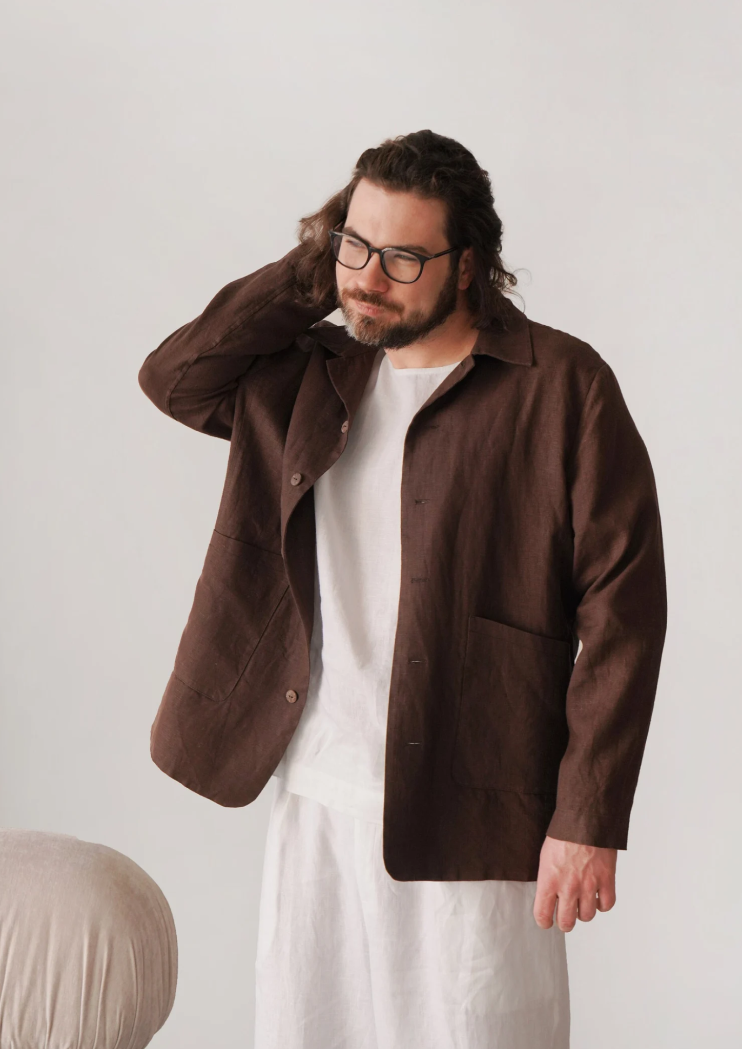Men’s Linen Jacket CHERRY in Brown