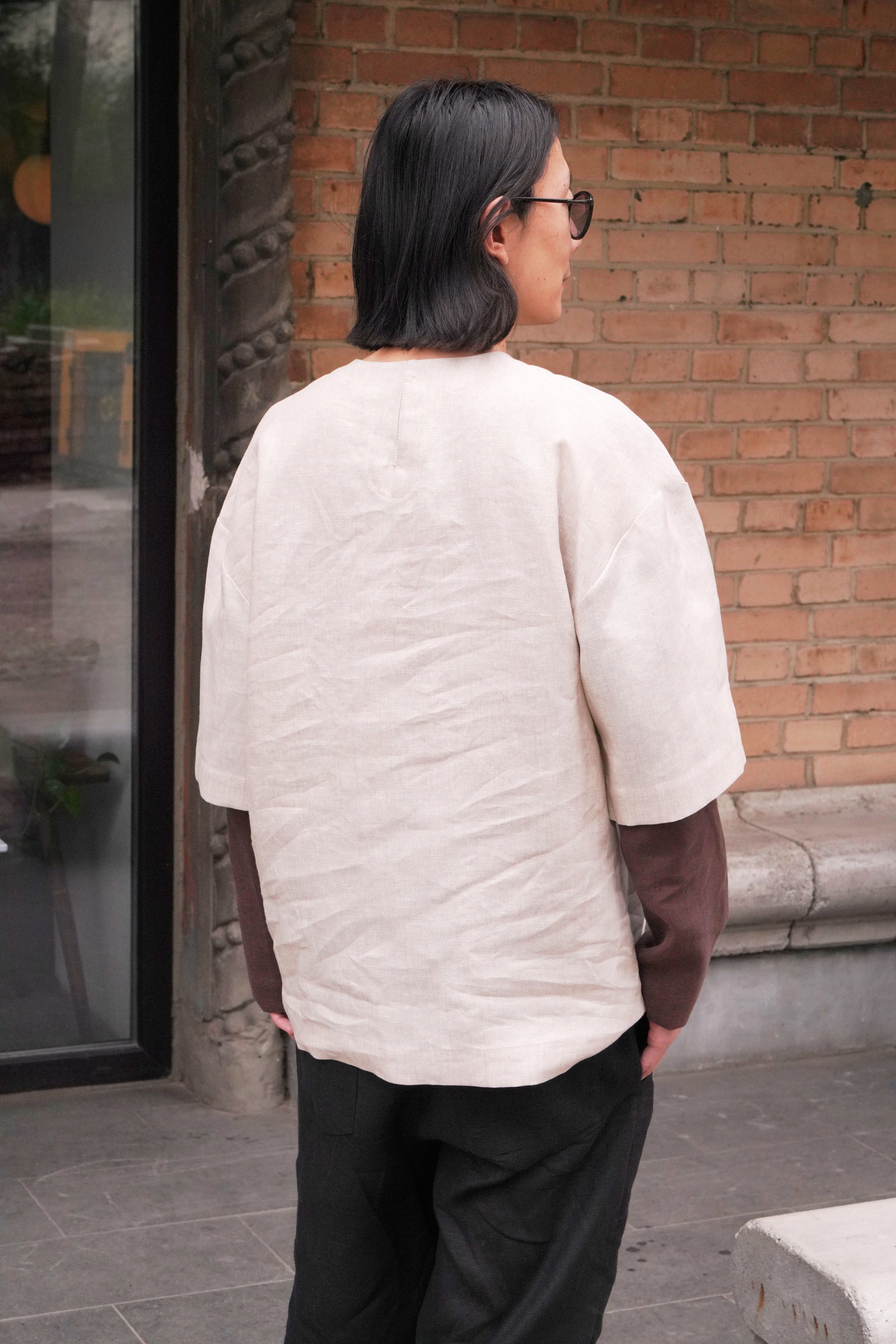 Men’s double-layer long-sleeve TAMARISK in Beige/Brown