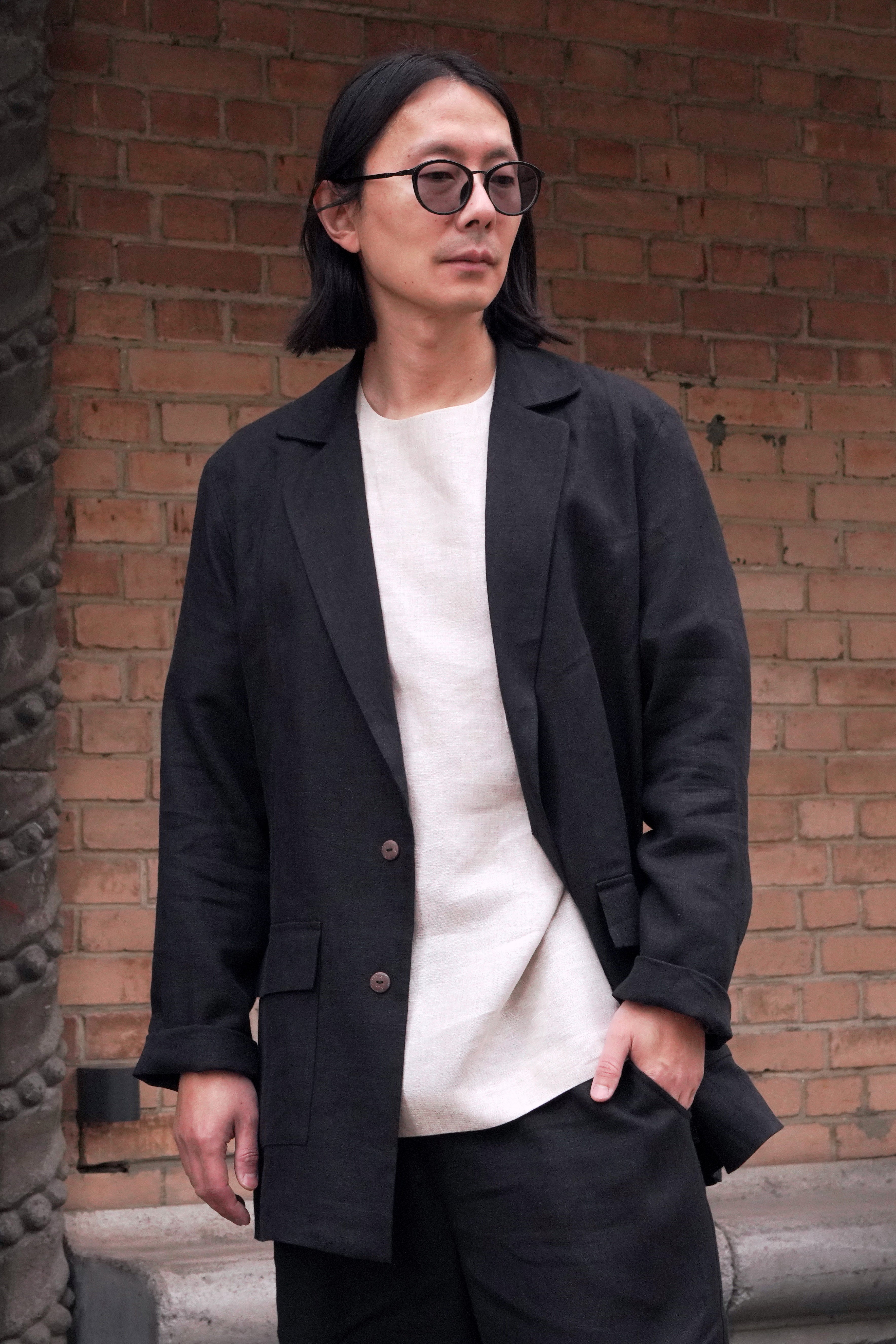 Men's Linen Jacket LARCH in Black