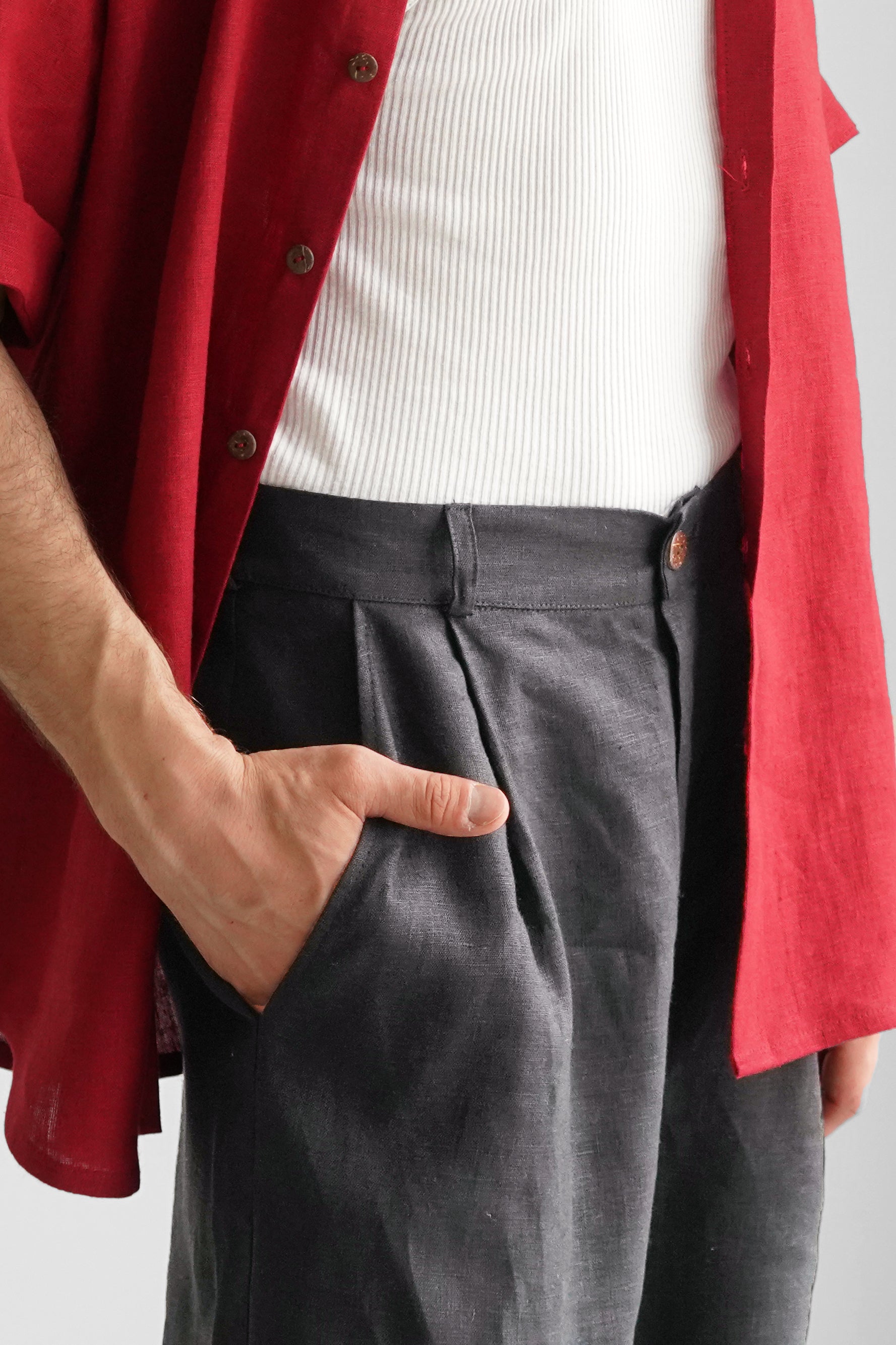 Palazzo Linen Pants ASPEN in Dark grey