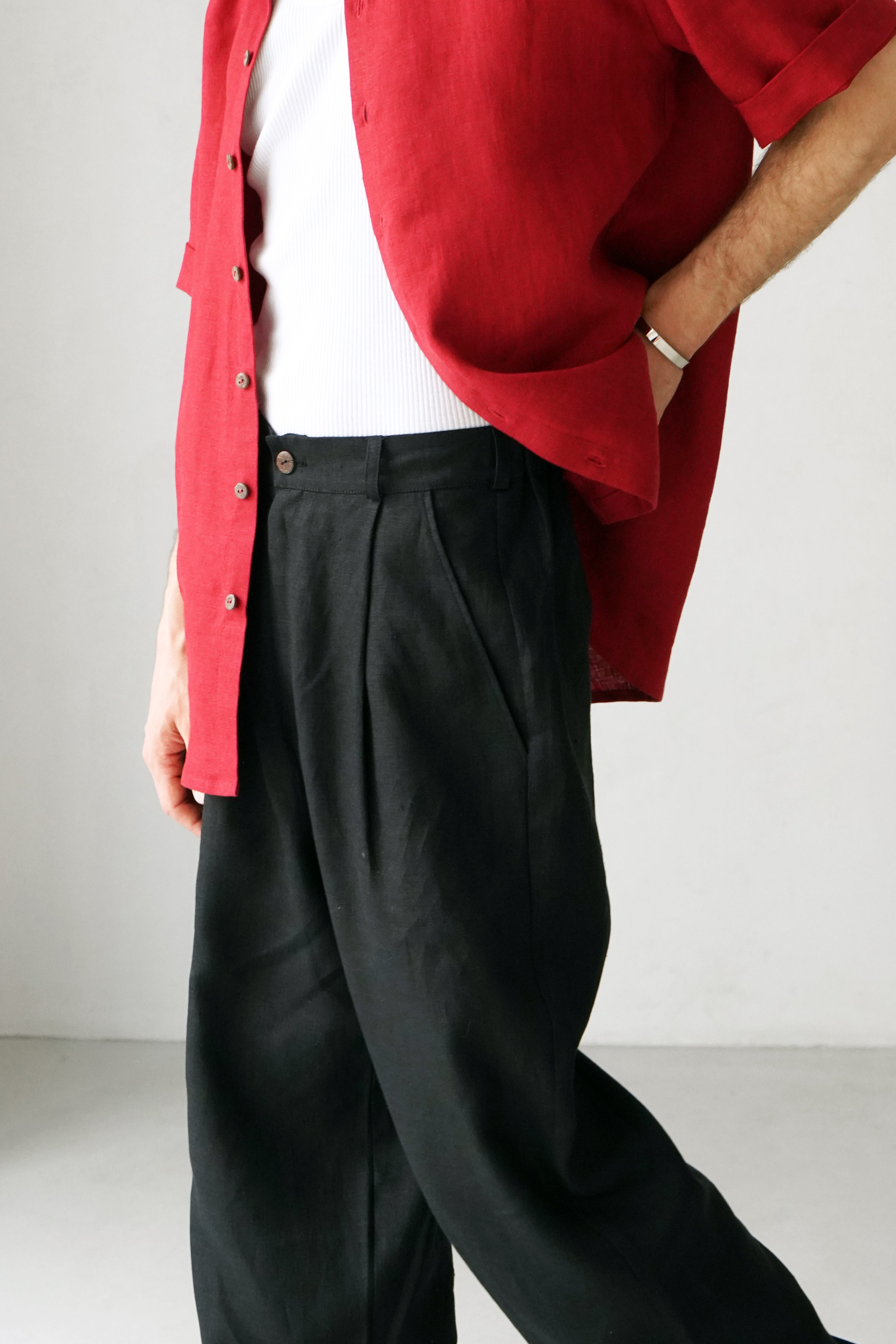 Palazzo Linen Pants ASPEN in Black