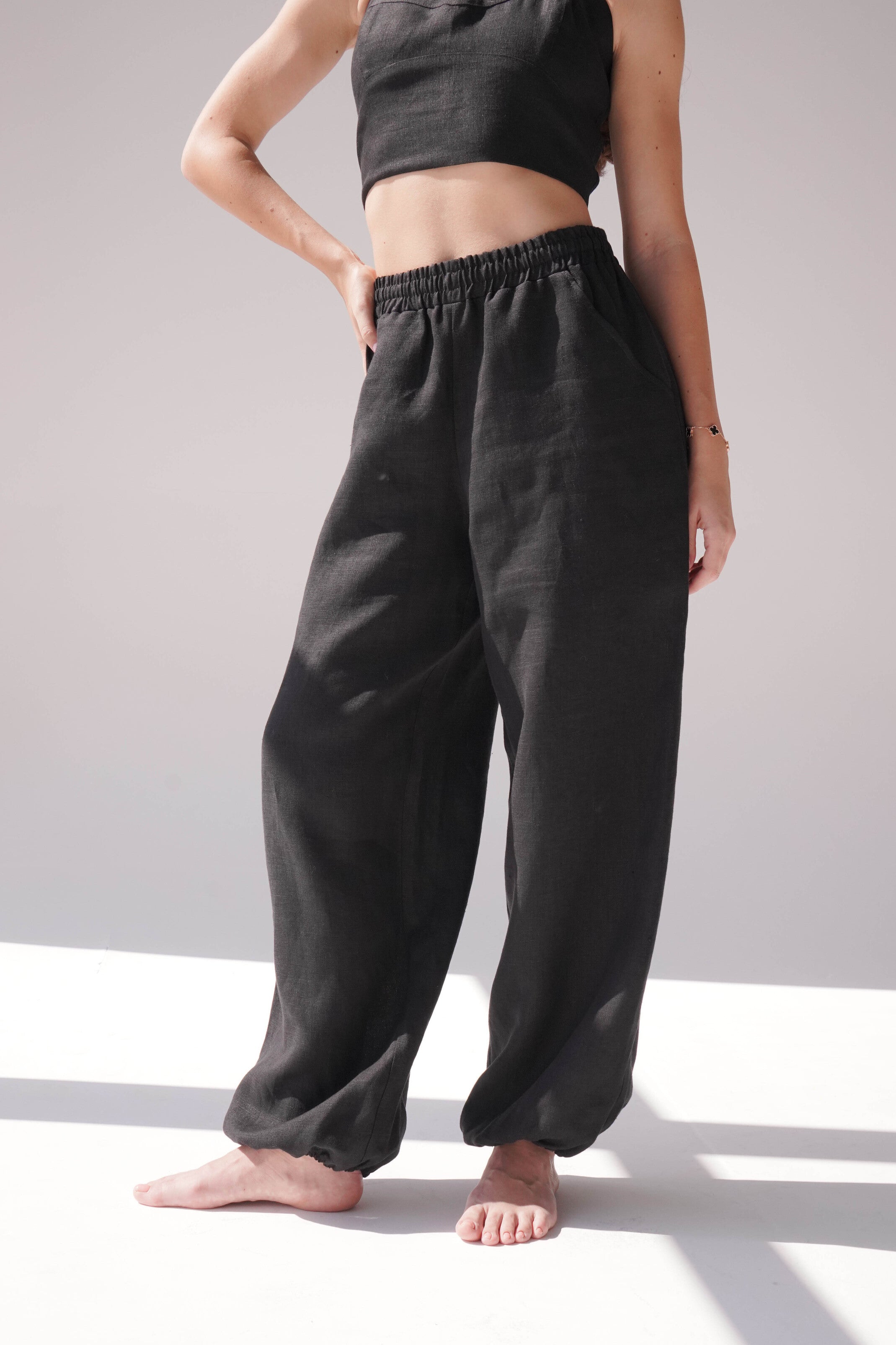 Women’s Linen Pants PEONY in Black