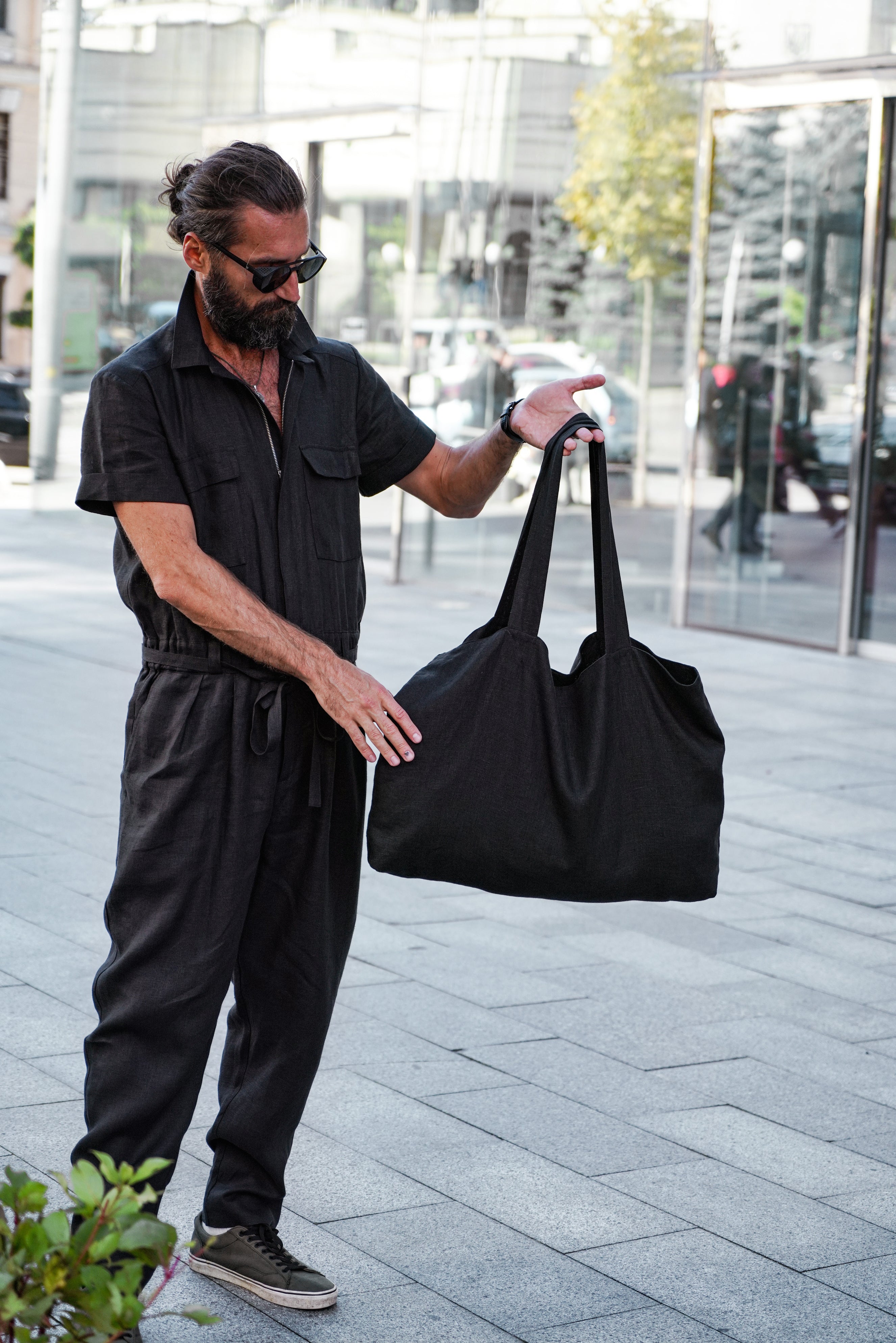 Linen Tote Bag QUINA in Black