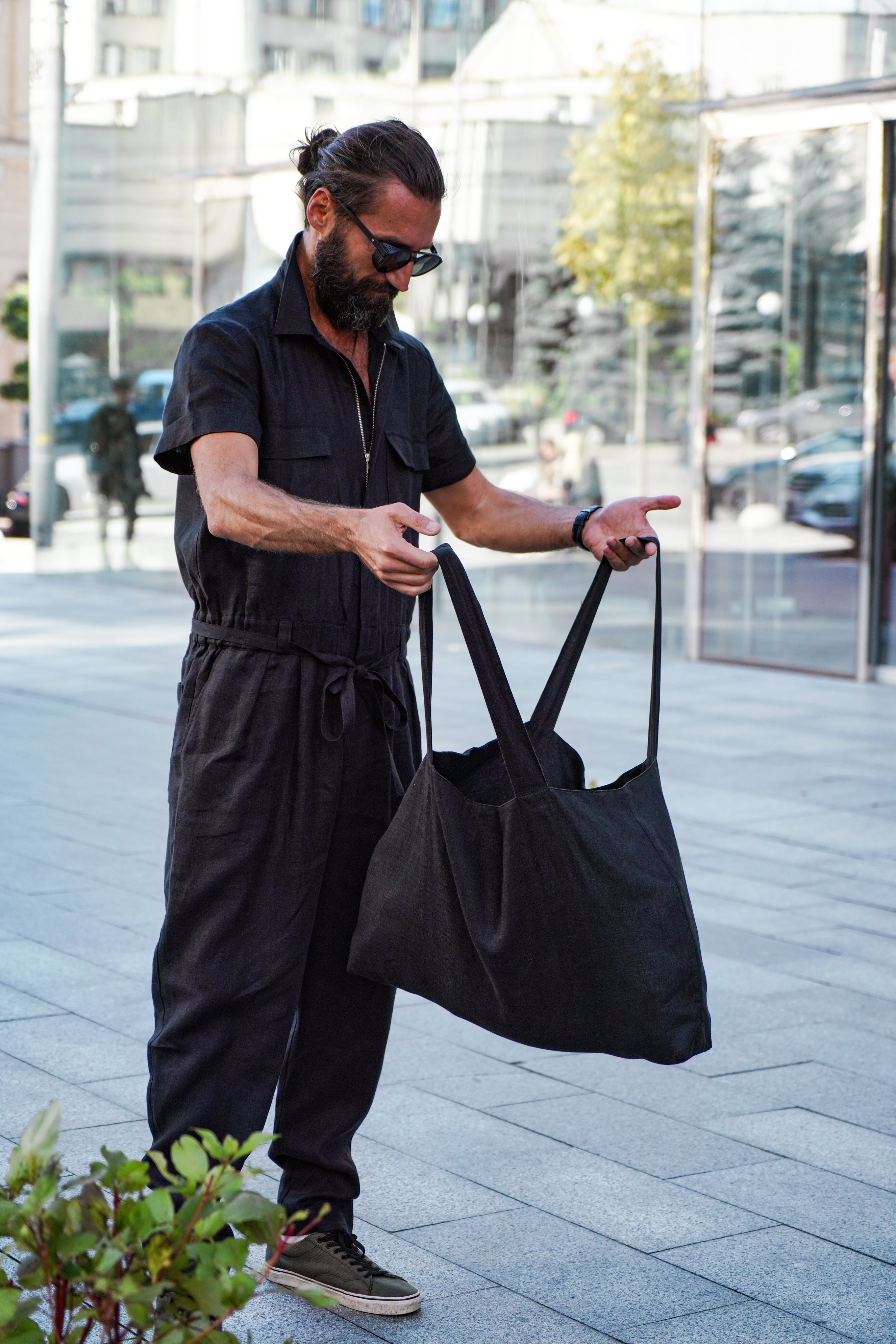 Linen Tote Bag QUINA in Black