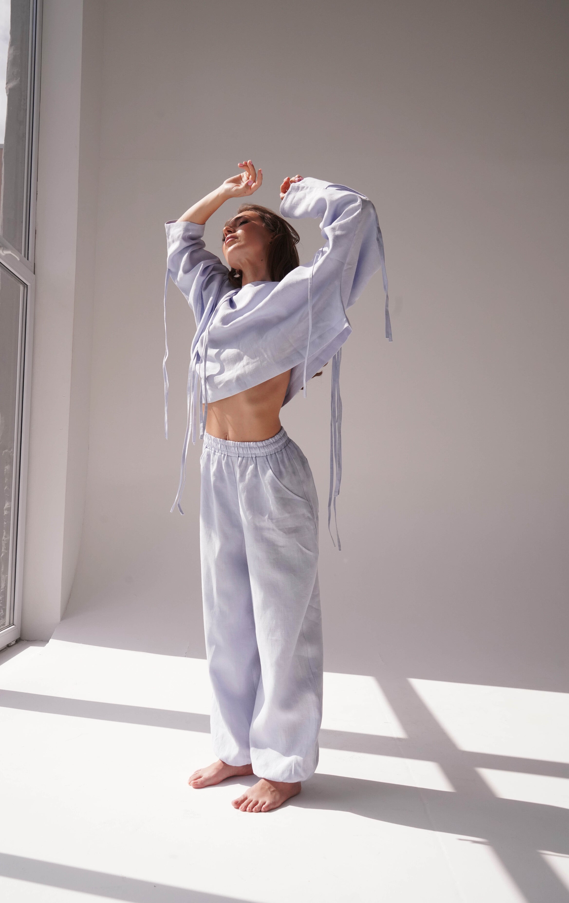 Women’s Linen Pants PEONY in Light blue