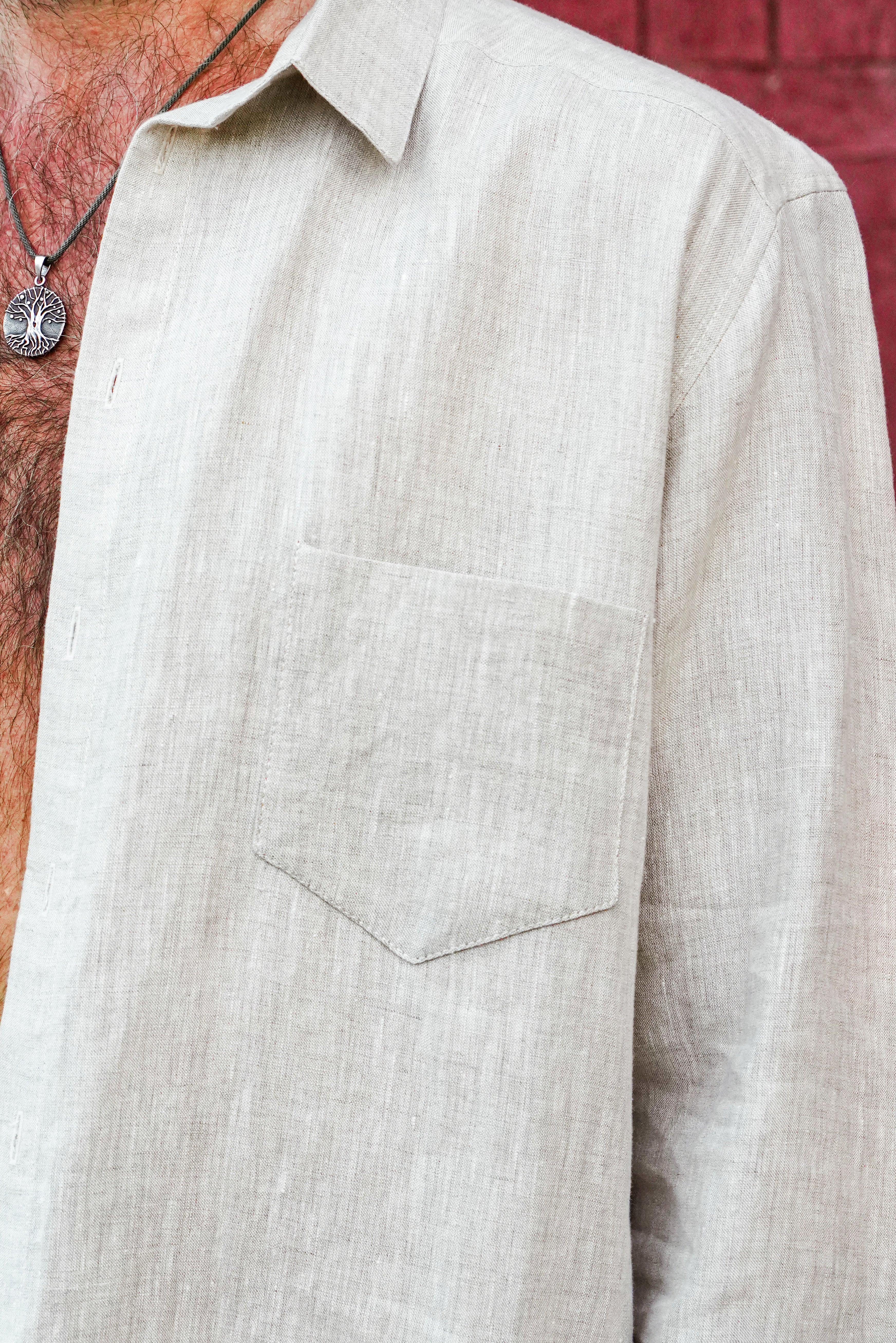 Mens relaxed linen shirt MAGNOLIA in Beige