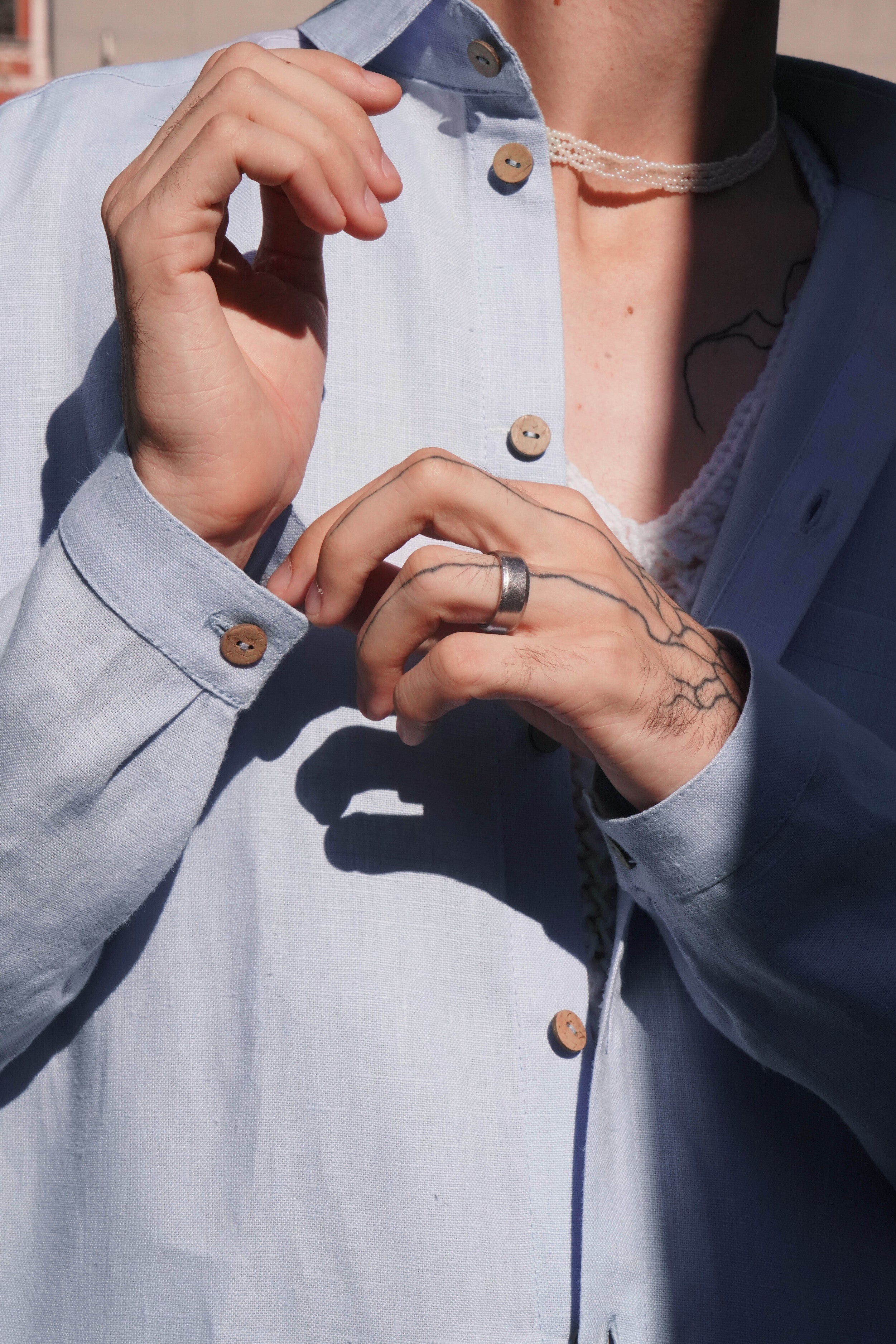 Mens relaxed linen shirt MAGNOLIA in Light blue