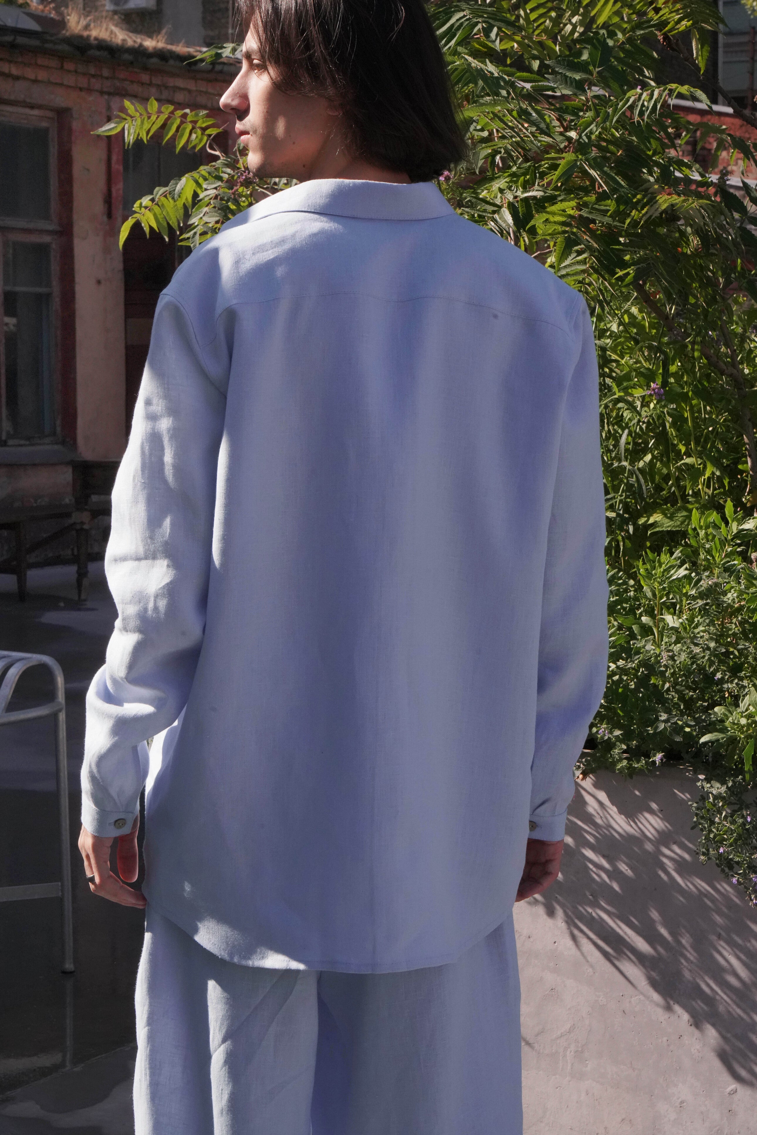 Mens relaxed linen shirt MAGNOLIA in Light blue