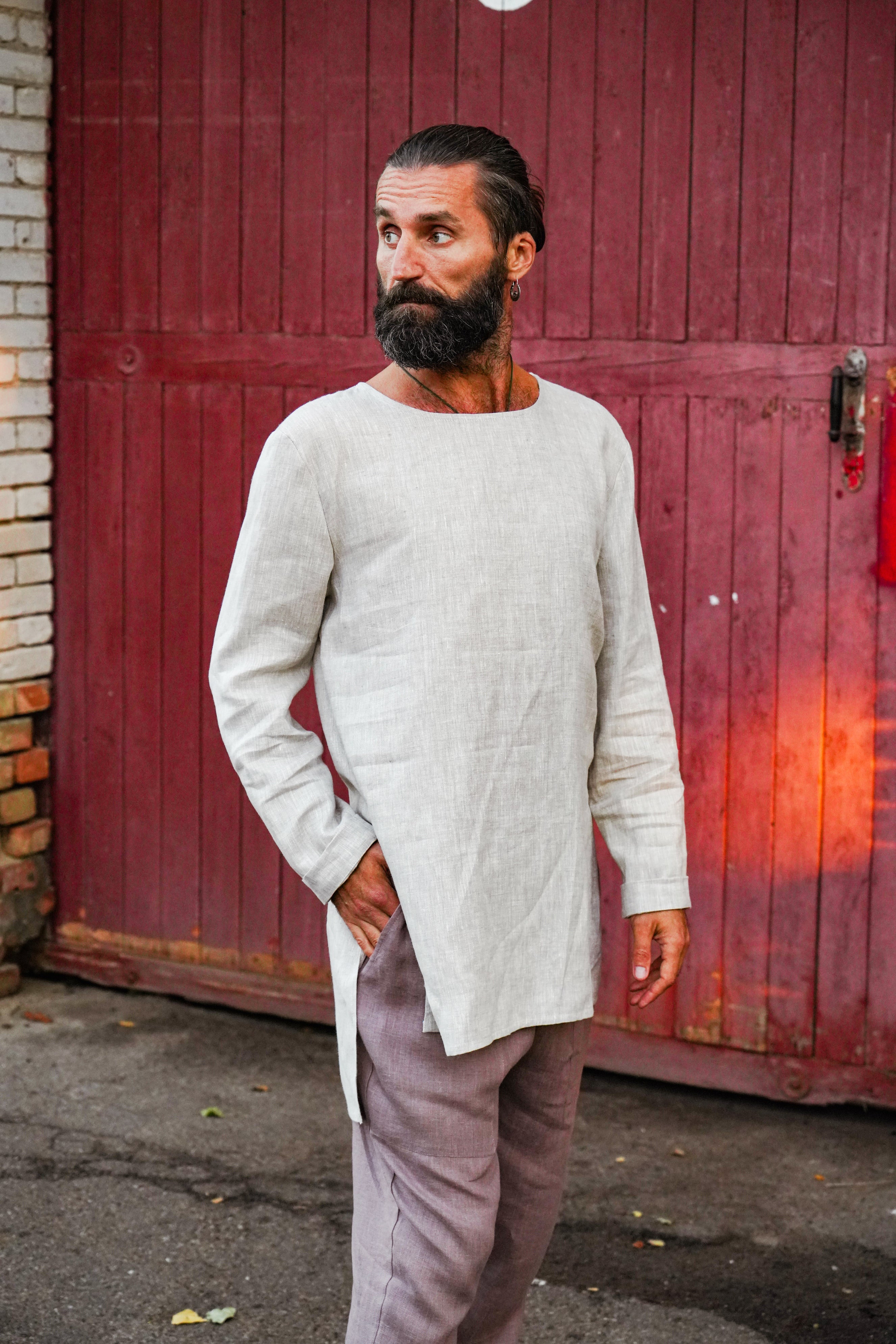 Men’s Linen Tunic MAPLE in Beige