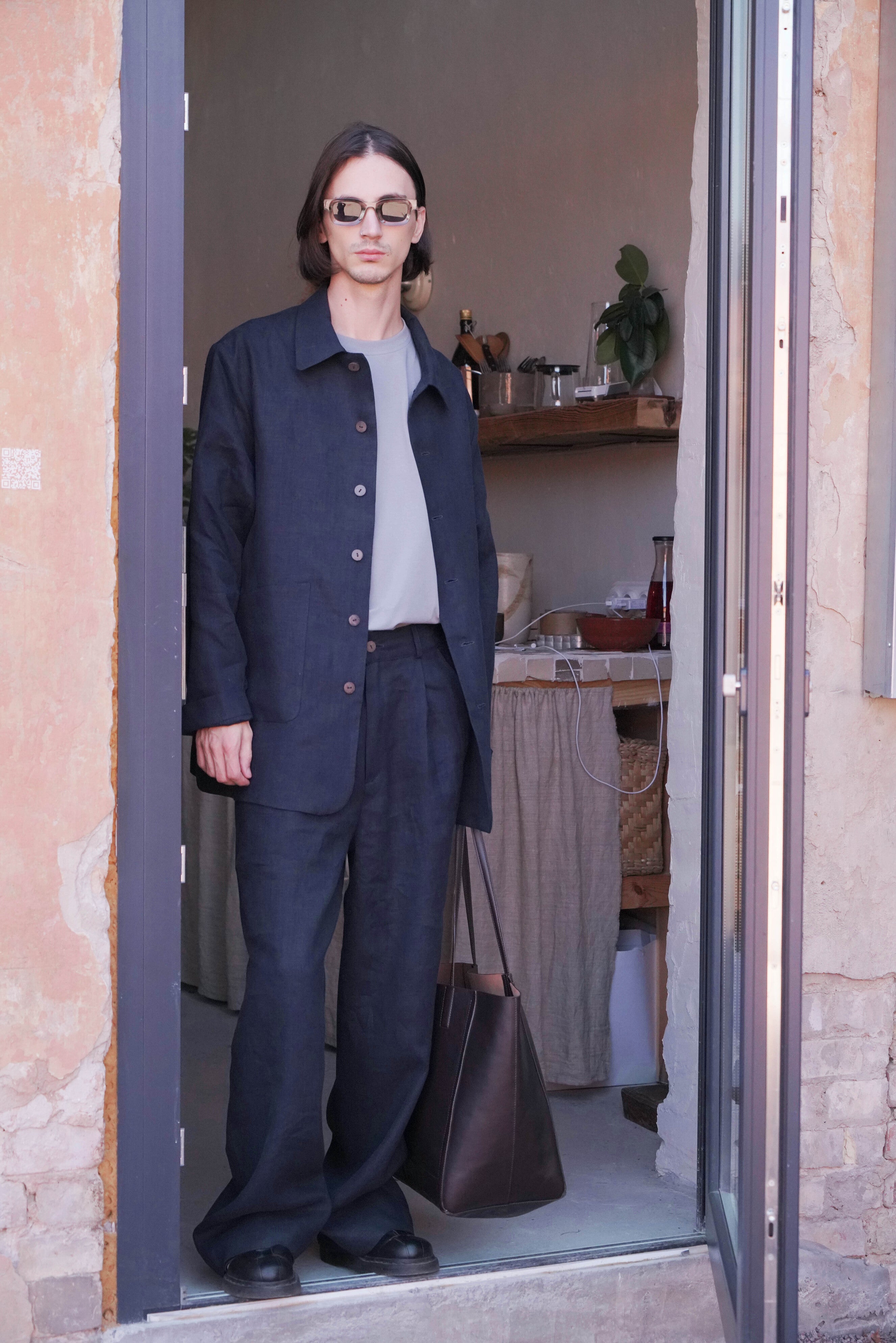 Men’s Linen Jacket CHERRY in Dark blue