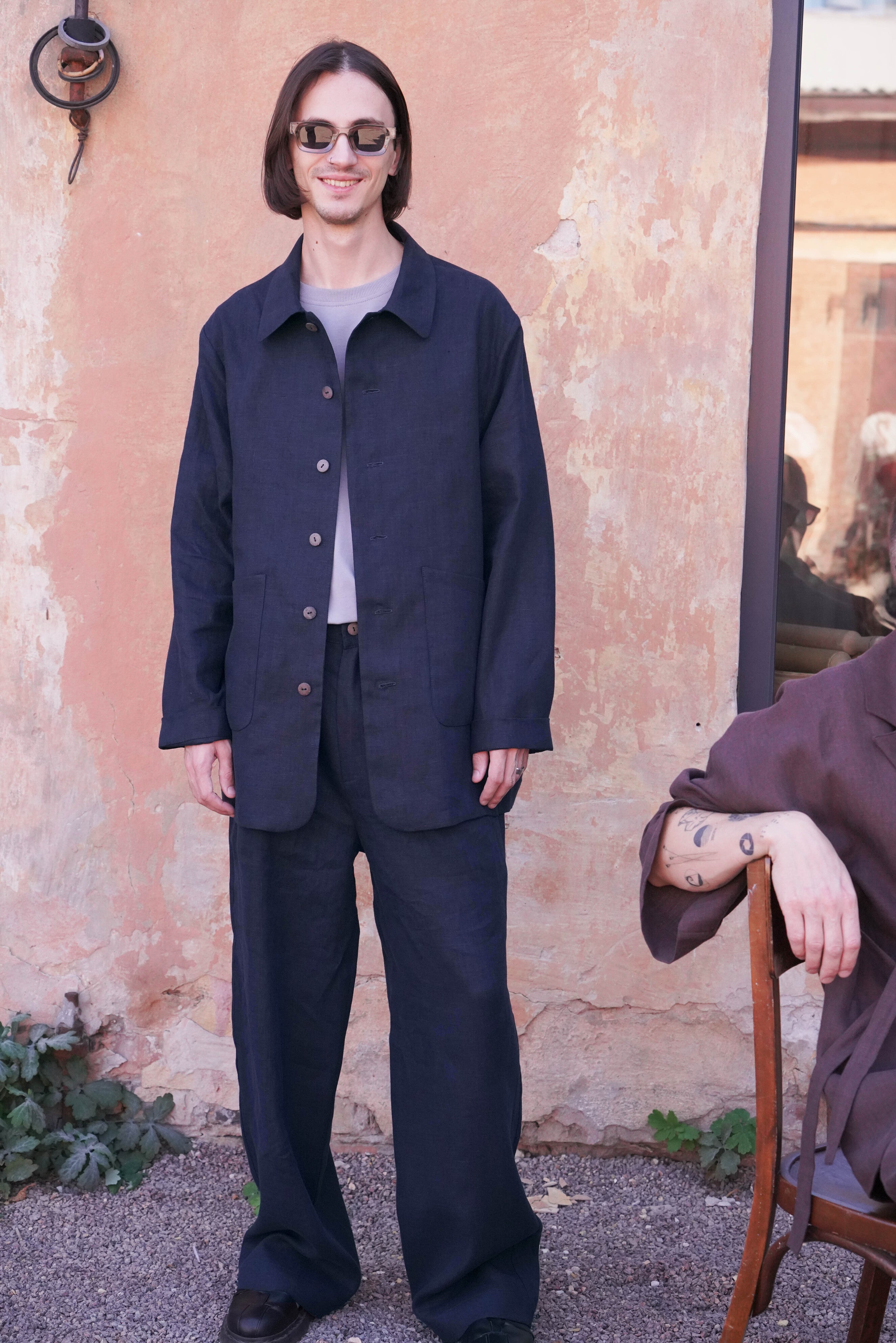 Men’s Linen Jacket CHERRY in Dark blue