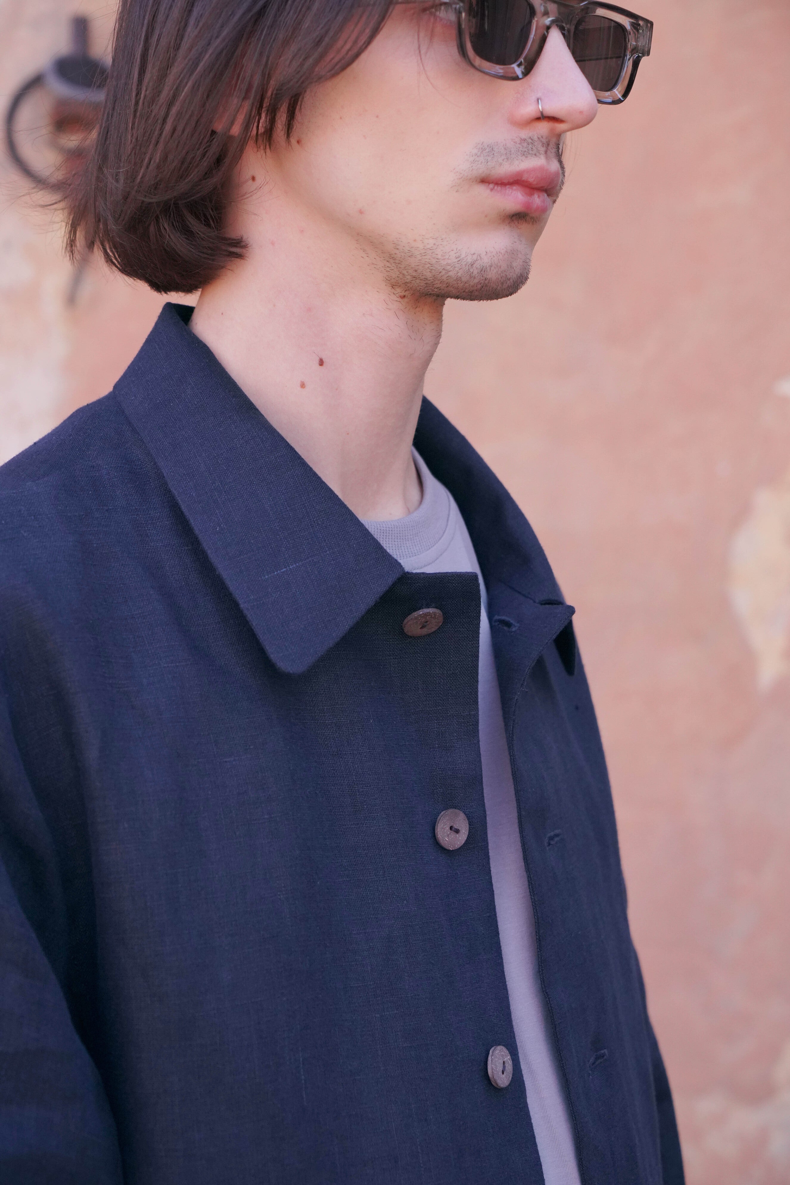 Men’s Linen Jacket CHERRY in Dark blue