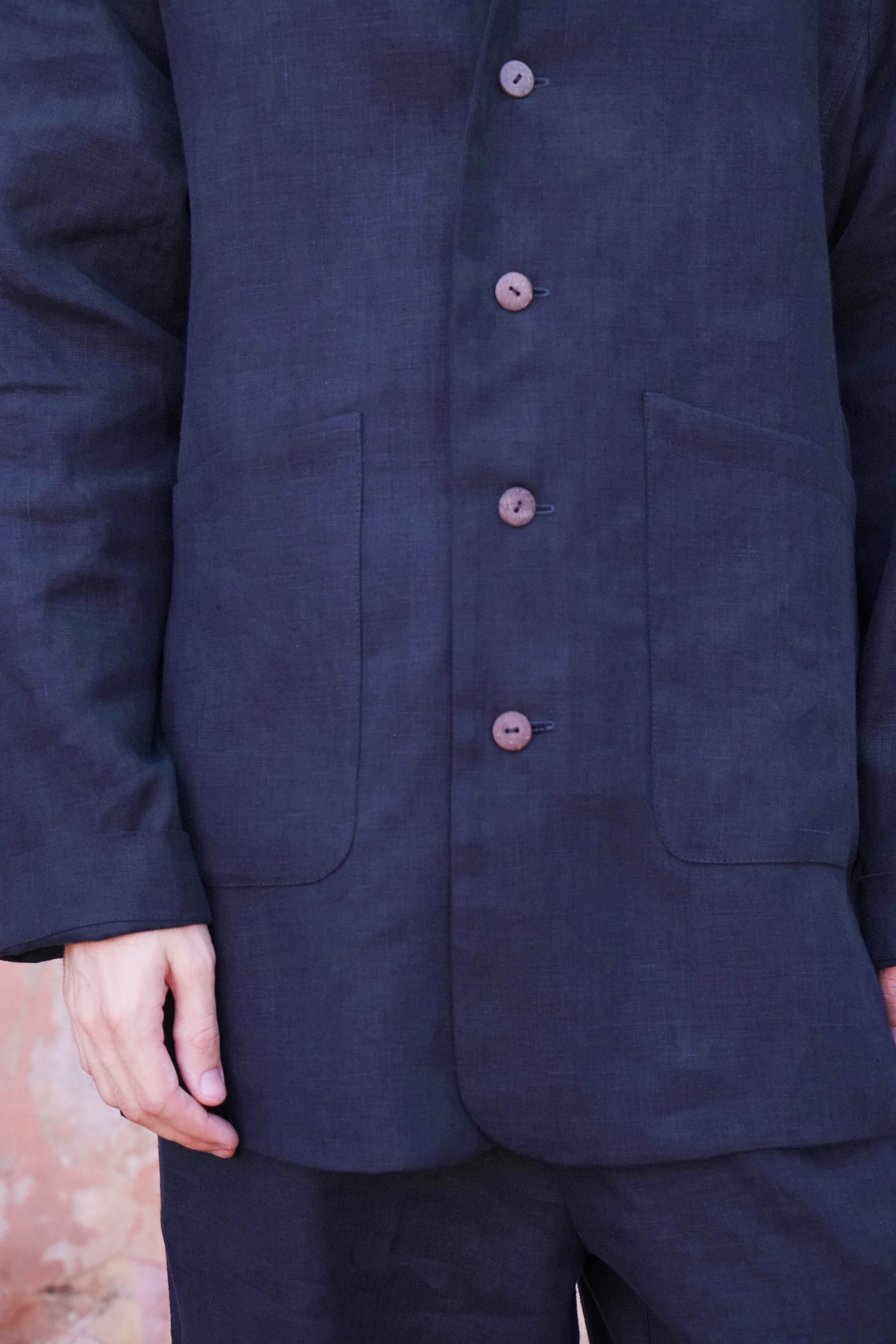 Men’s Linen Jacket CHERRY in Dark blue