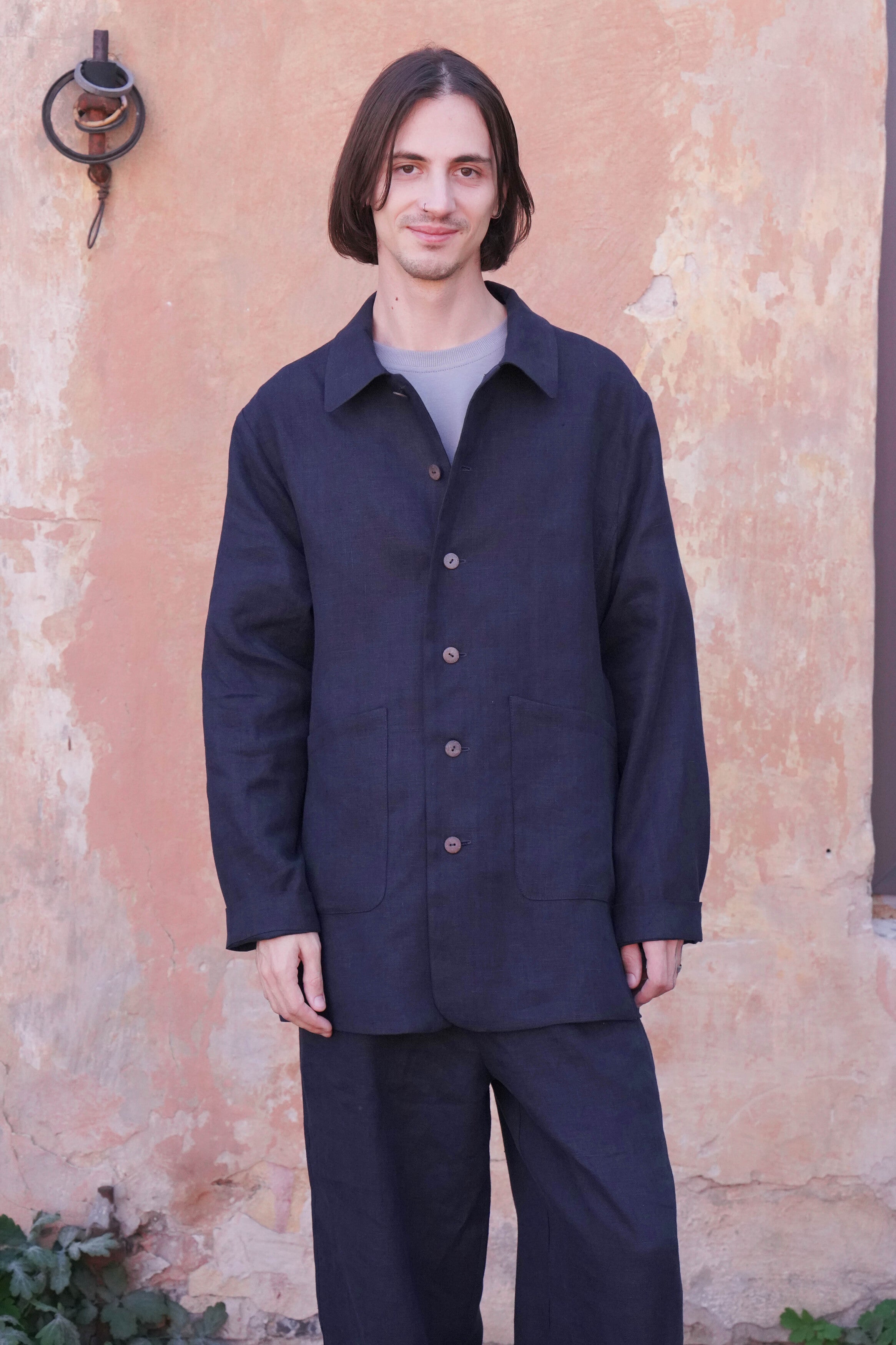 Men’s Linen Jacket CHERRY in Dark blue