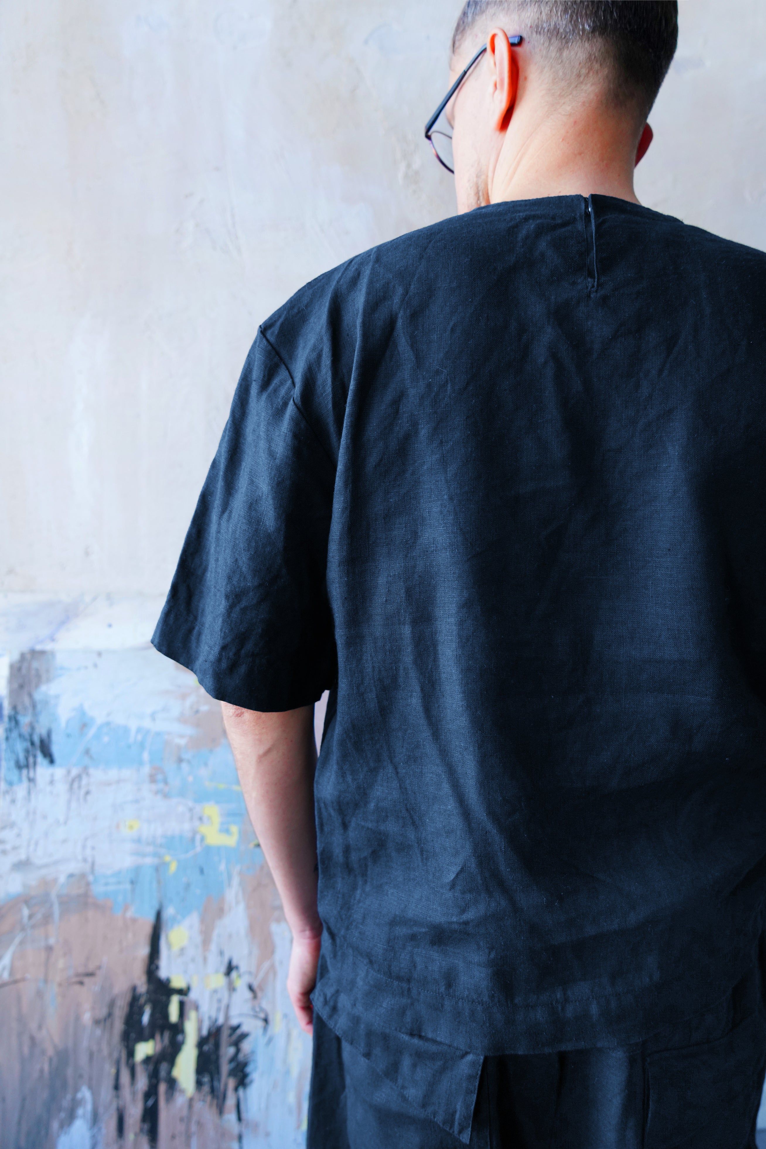 Men’s Oversized Linen T-Shirt SUMIRE in Dark blue