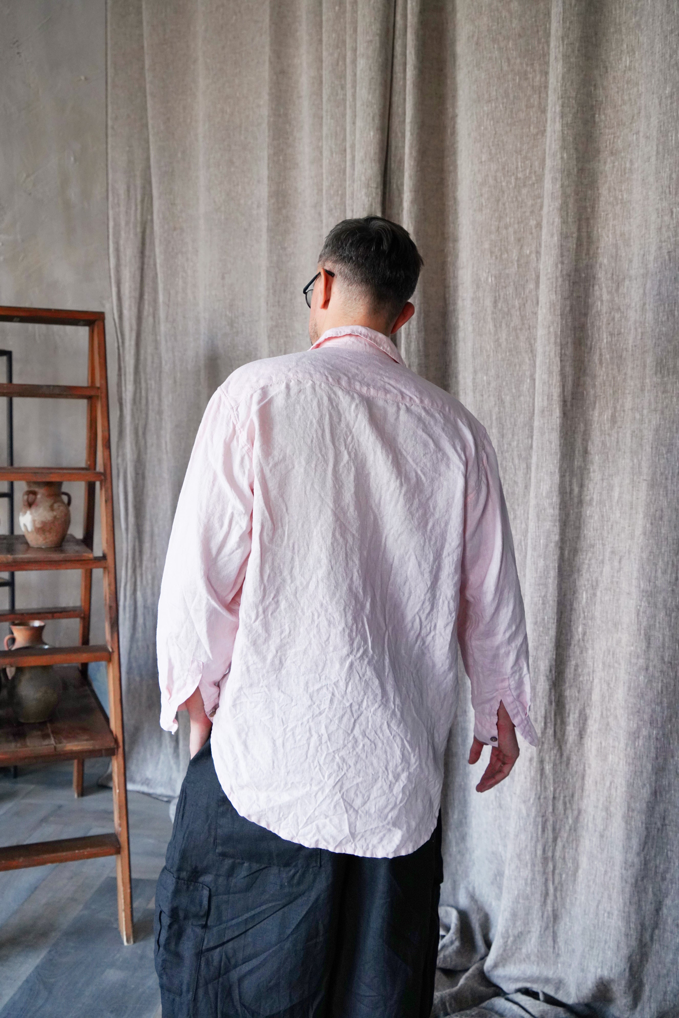 Mens relaxed linen shirt SANDWOOD in Light pink