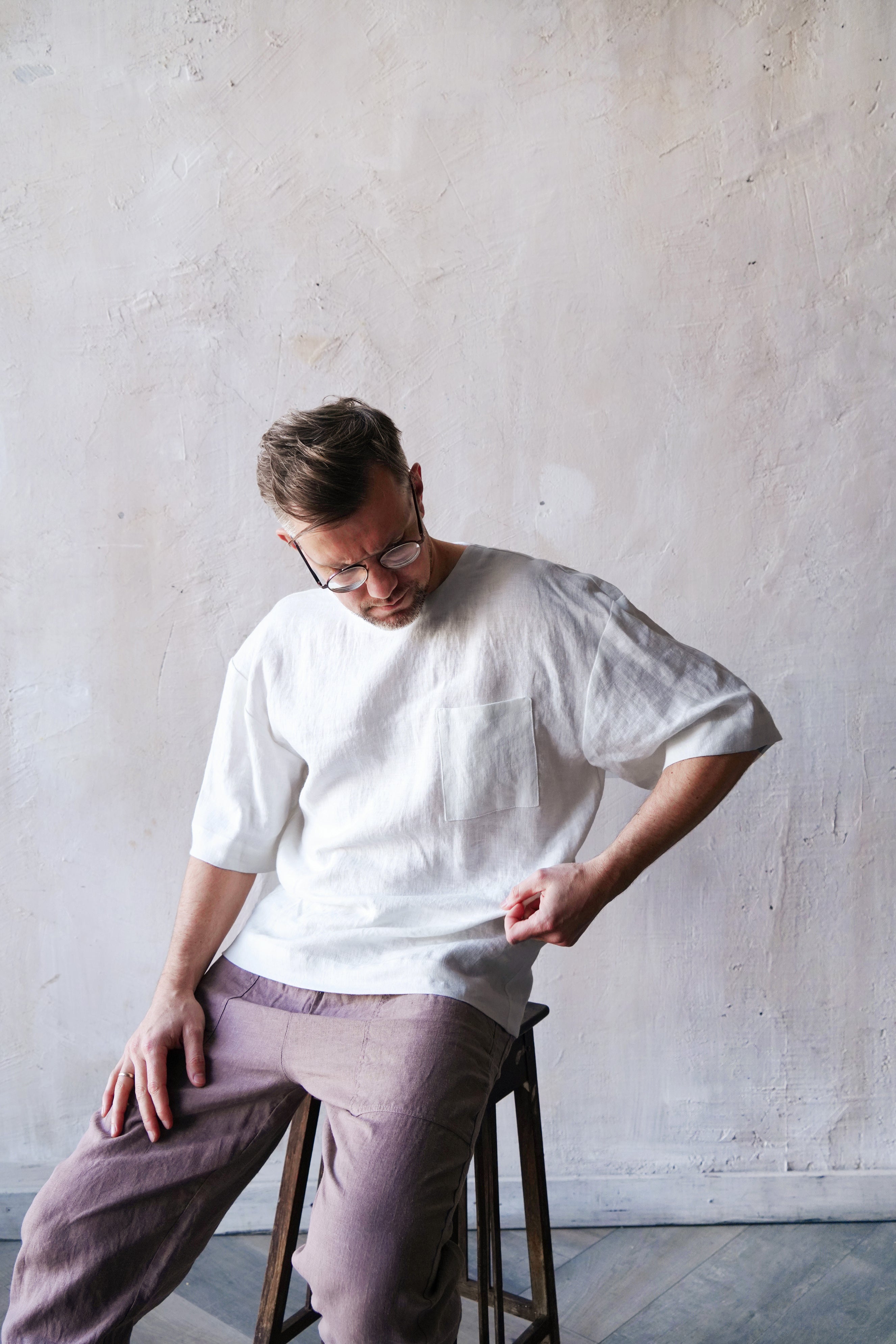 Men’s Oversized Linen T-Shirt SUMIRE in Cream