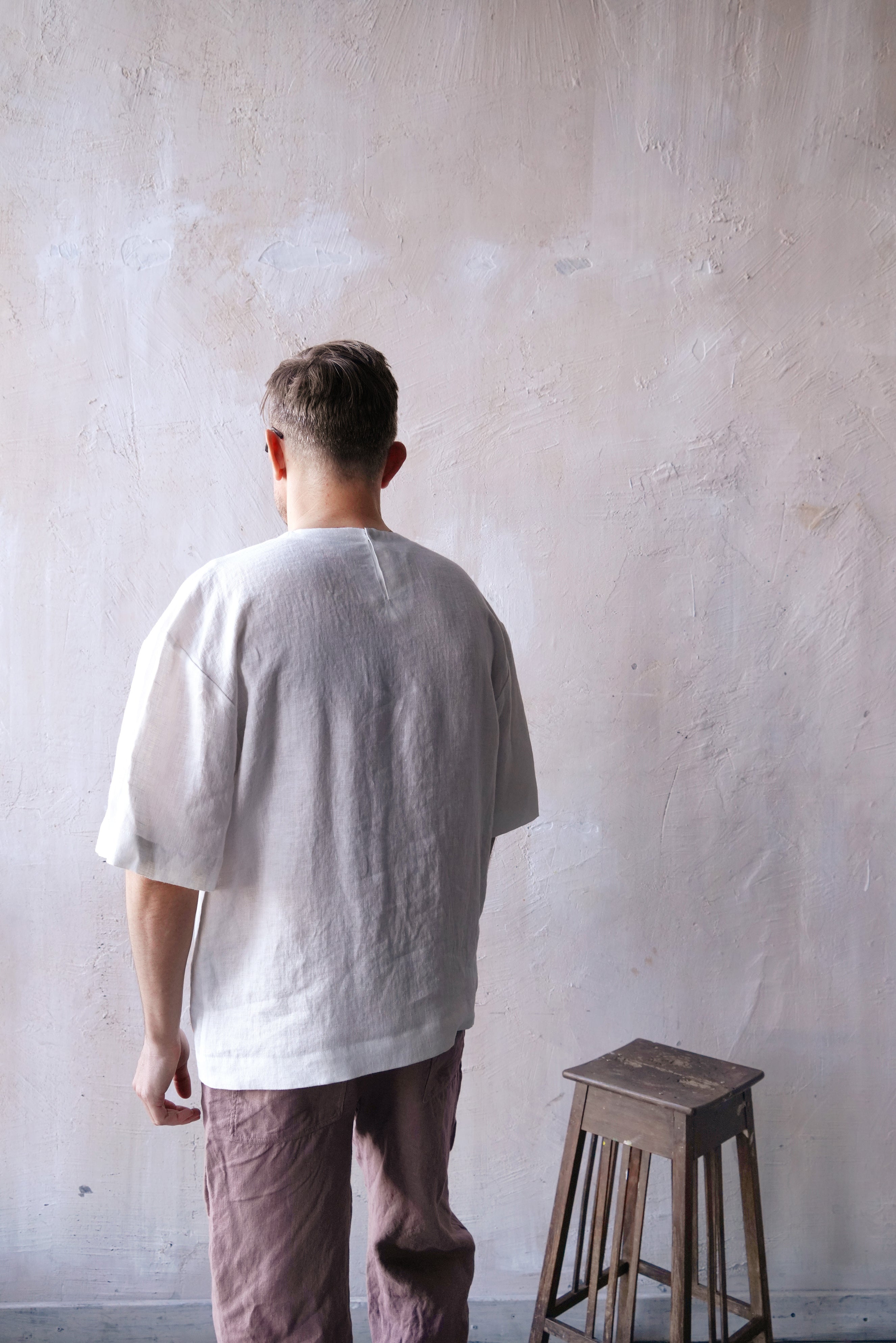 Men’s Oversized Linen T-Shirt SUMIRE in Cream