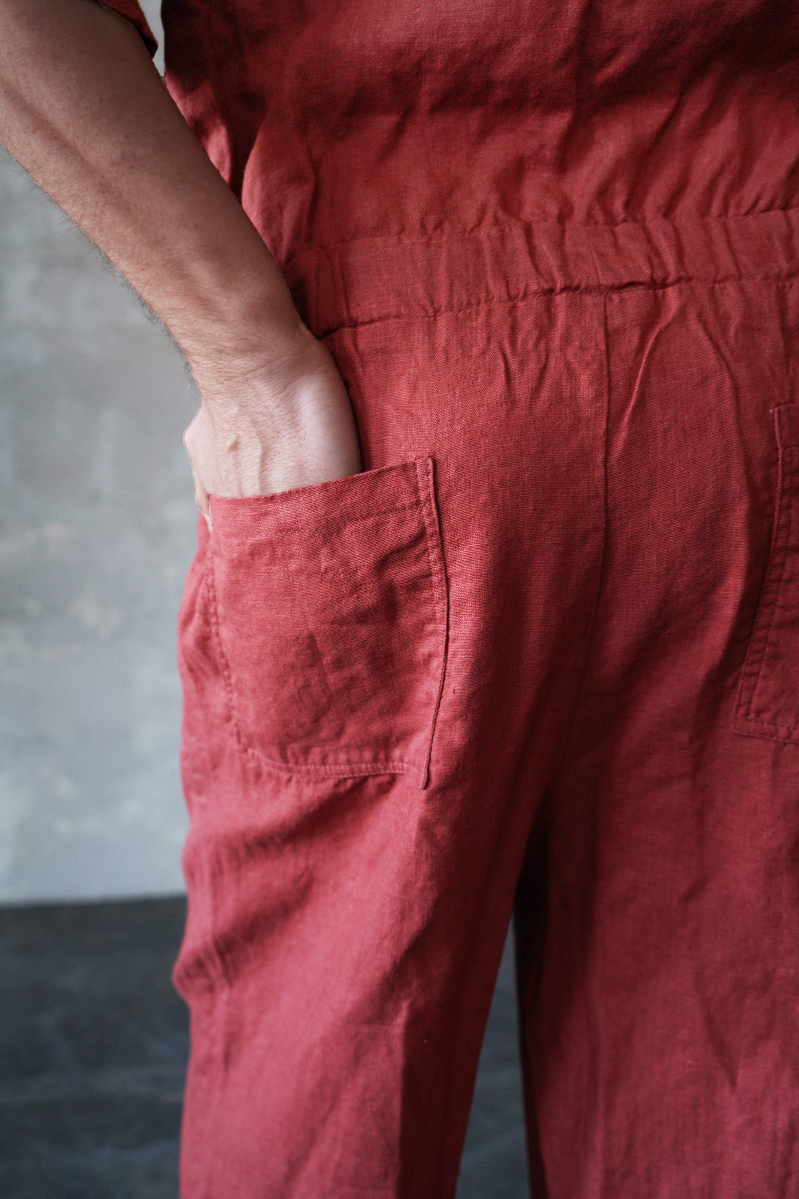 Mens Linen Jumpsuit Canna in Terracotta