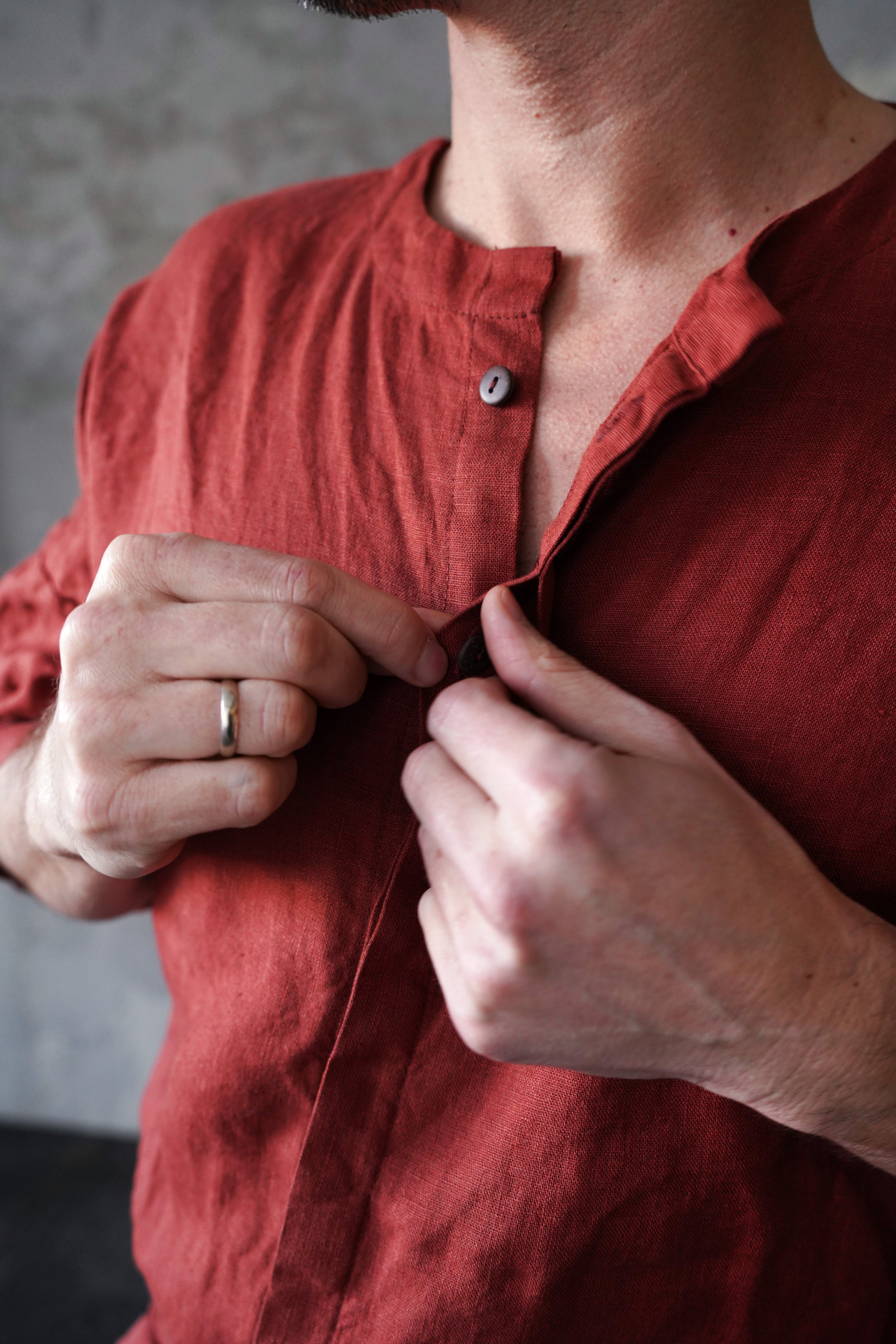 Mens Linen Jumpsuit Canna in Terracotta