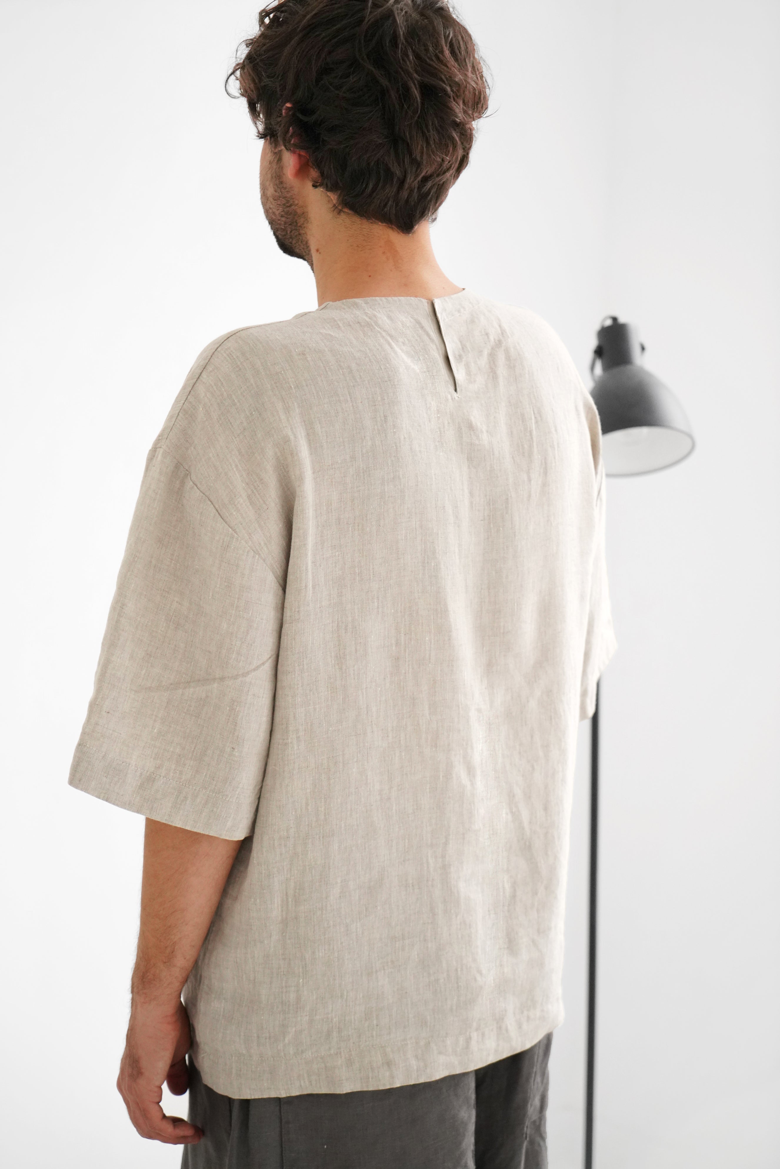Men’s Oversized Linen T-Shirt SUMIRE in Beige