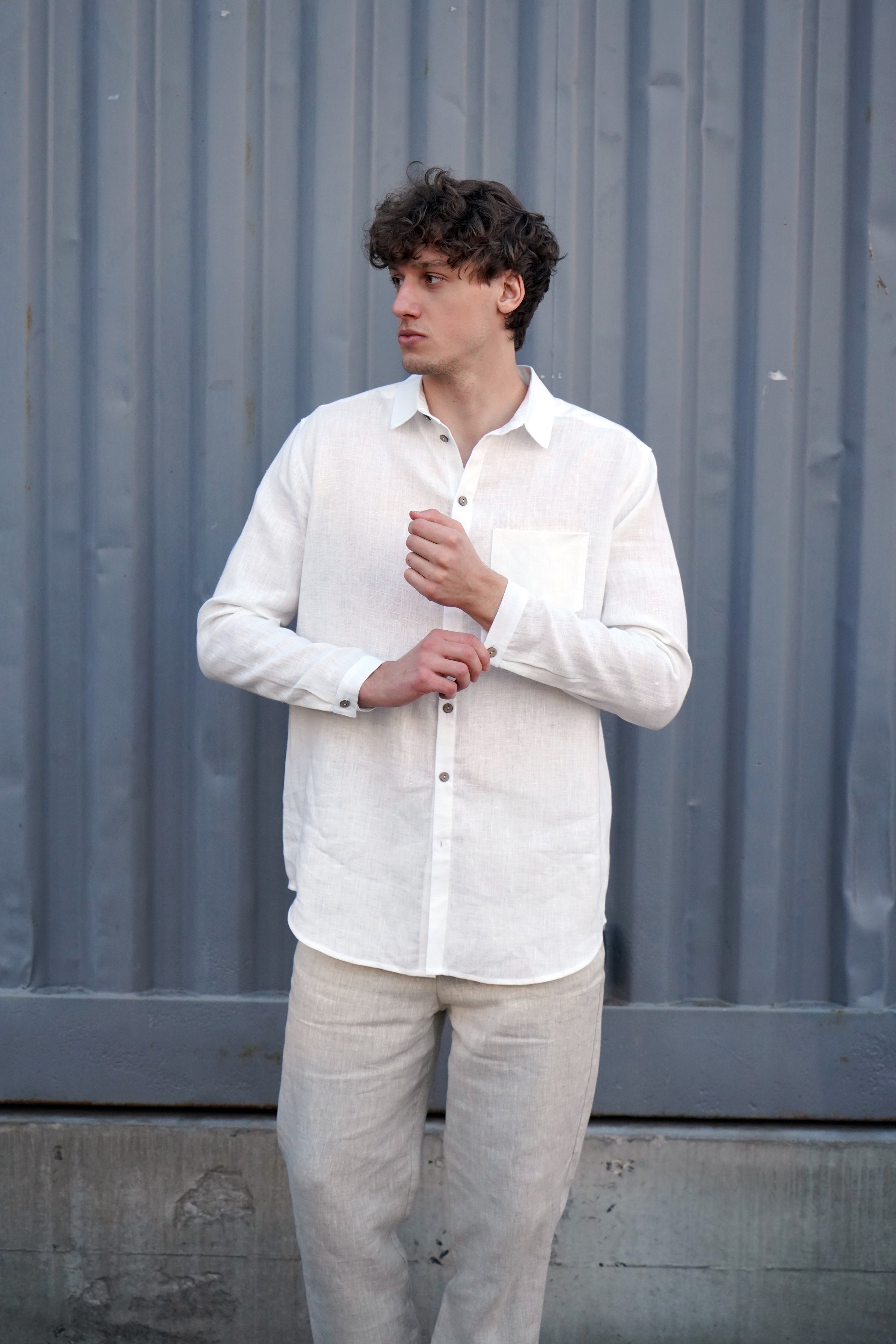 Mens relaxed linen shirt MAGNOLIA in Cream