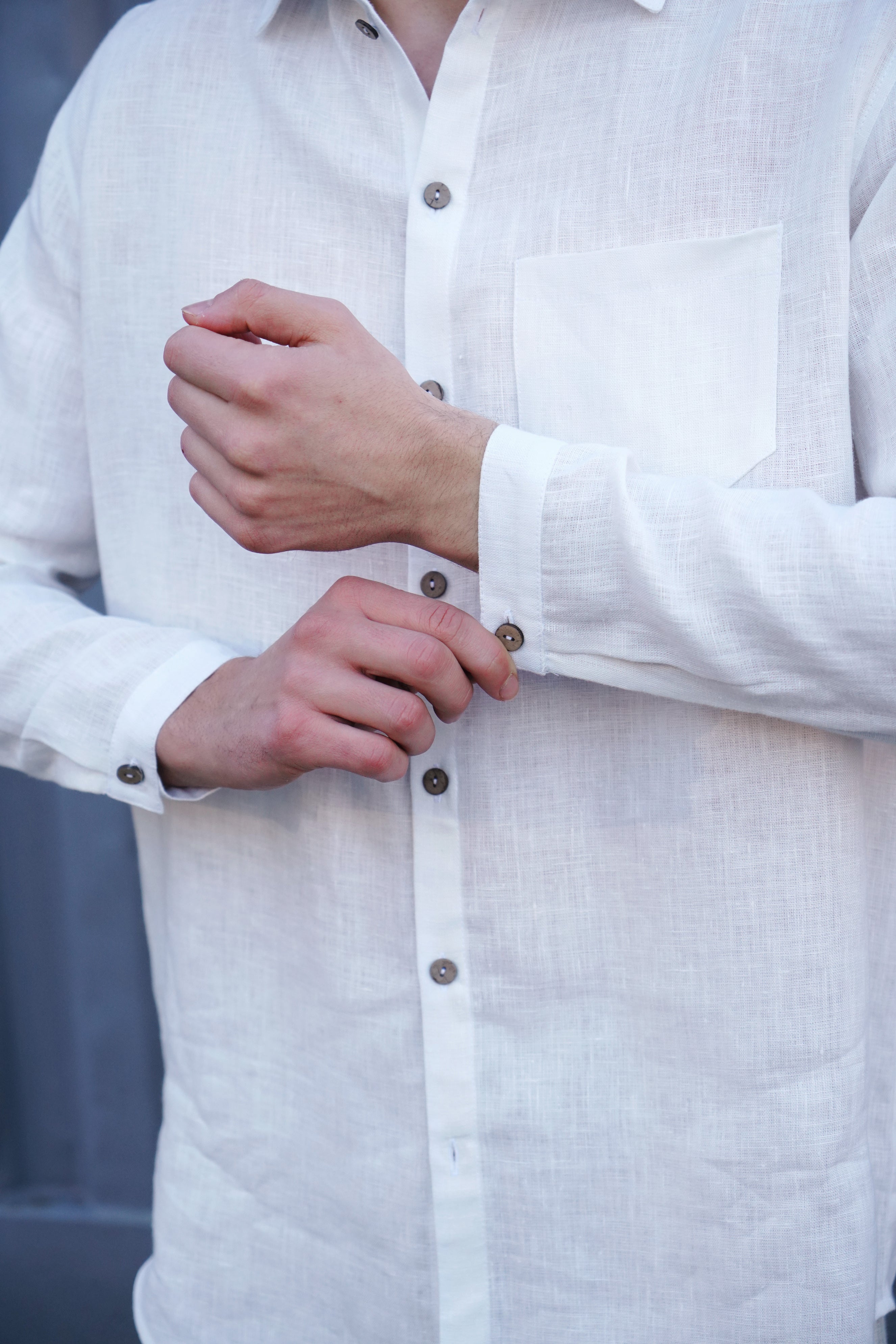 Mens relaxed linen shirt MAGNOLIA in Cream