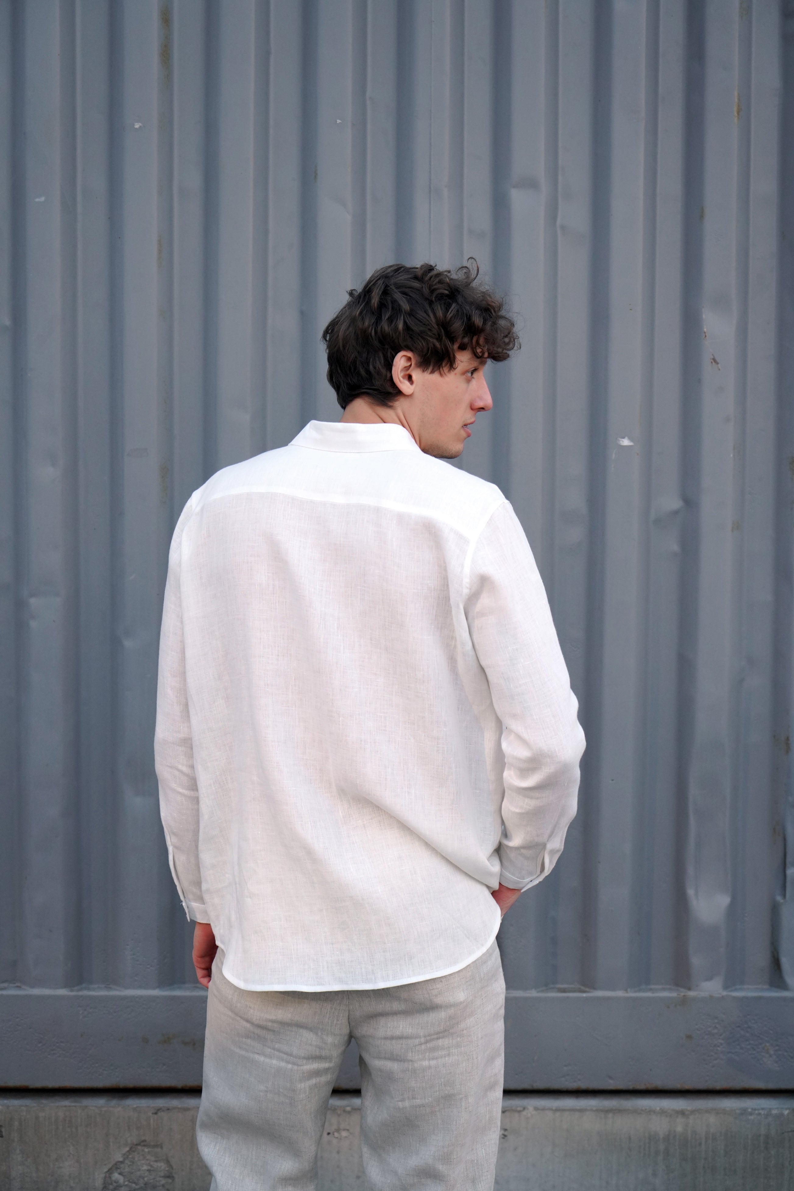 Mens relaxed linen shirt MAGNOLIA in Cream