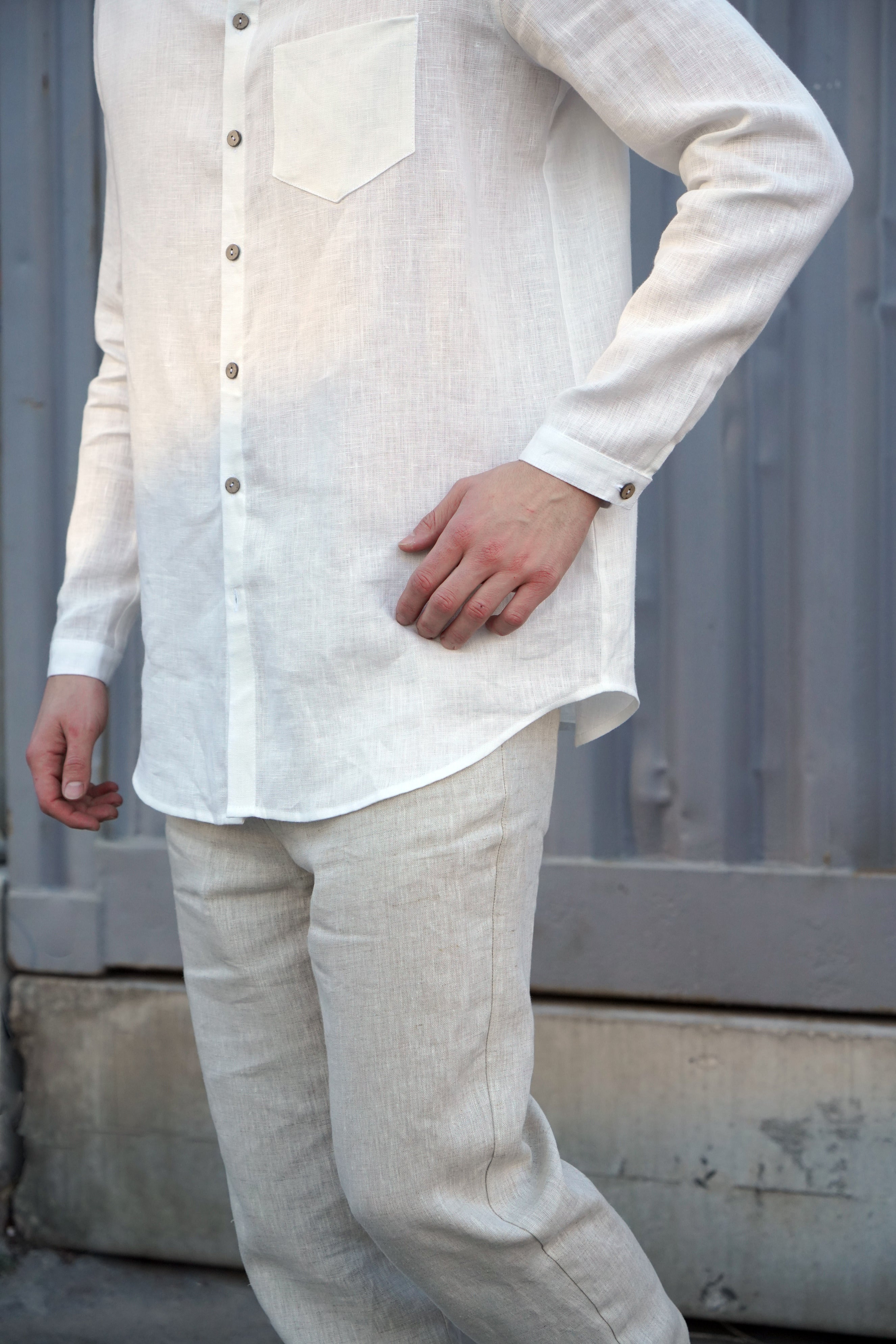 Mens relaxed linen shirt MAGNOLIA in Cream