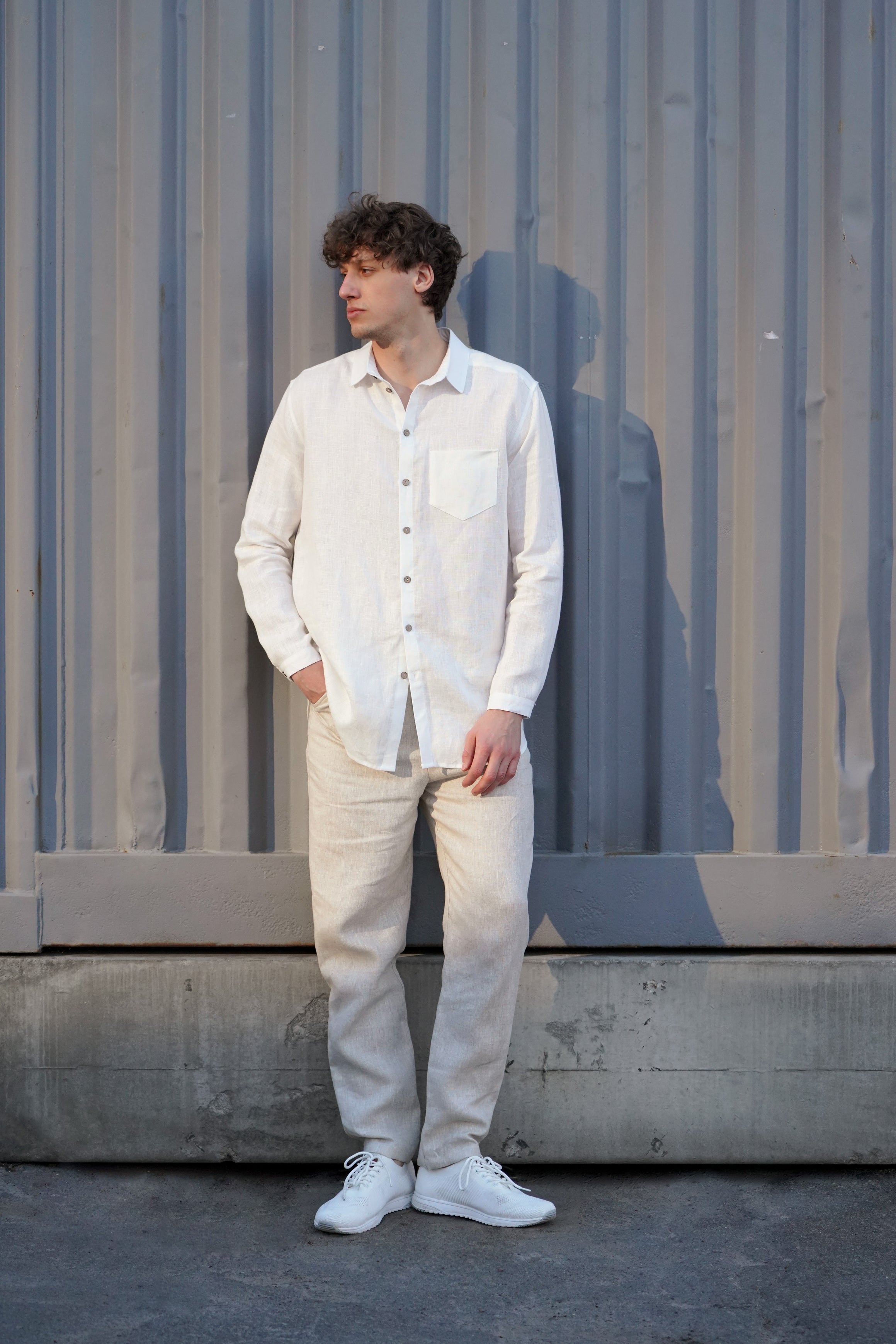 Mens relaxed linen shirt MAGNOLIA in Cream