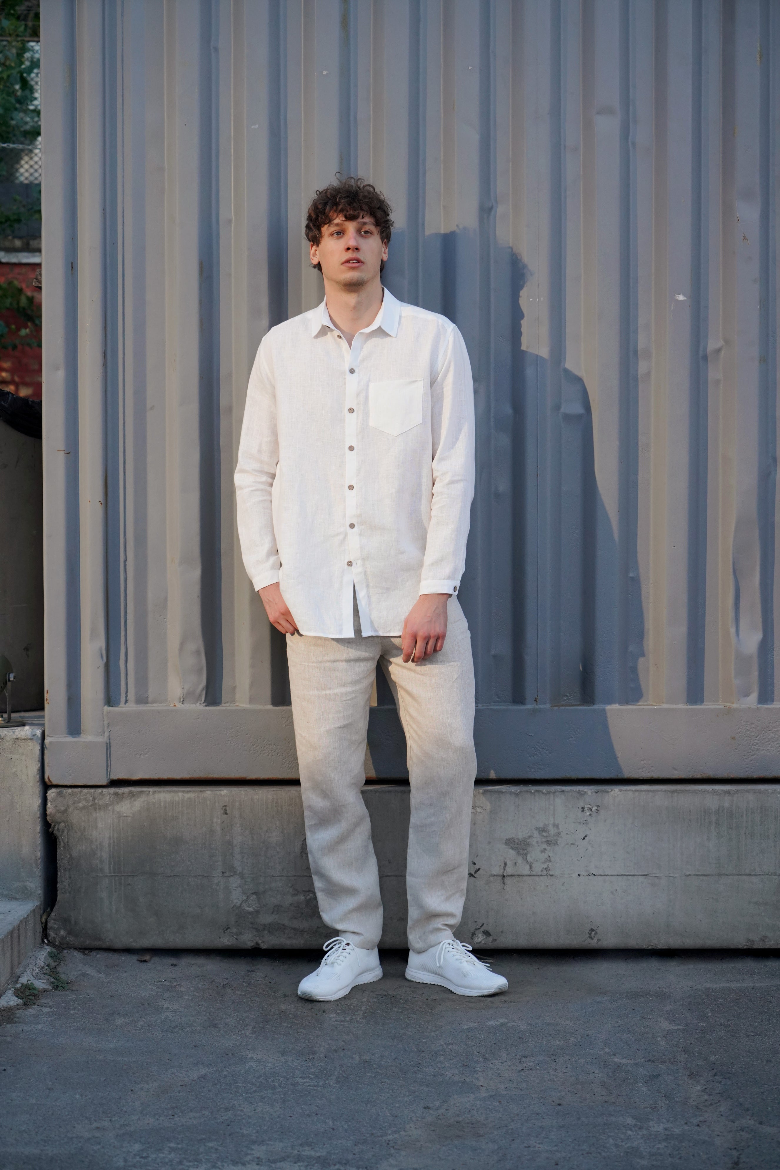 Mens relaxed linen shirt MAGNOLIA in Cream