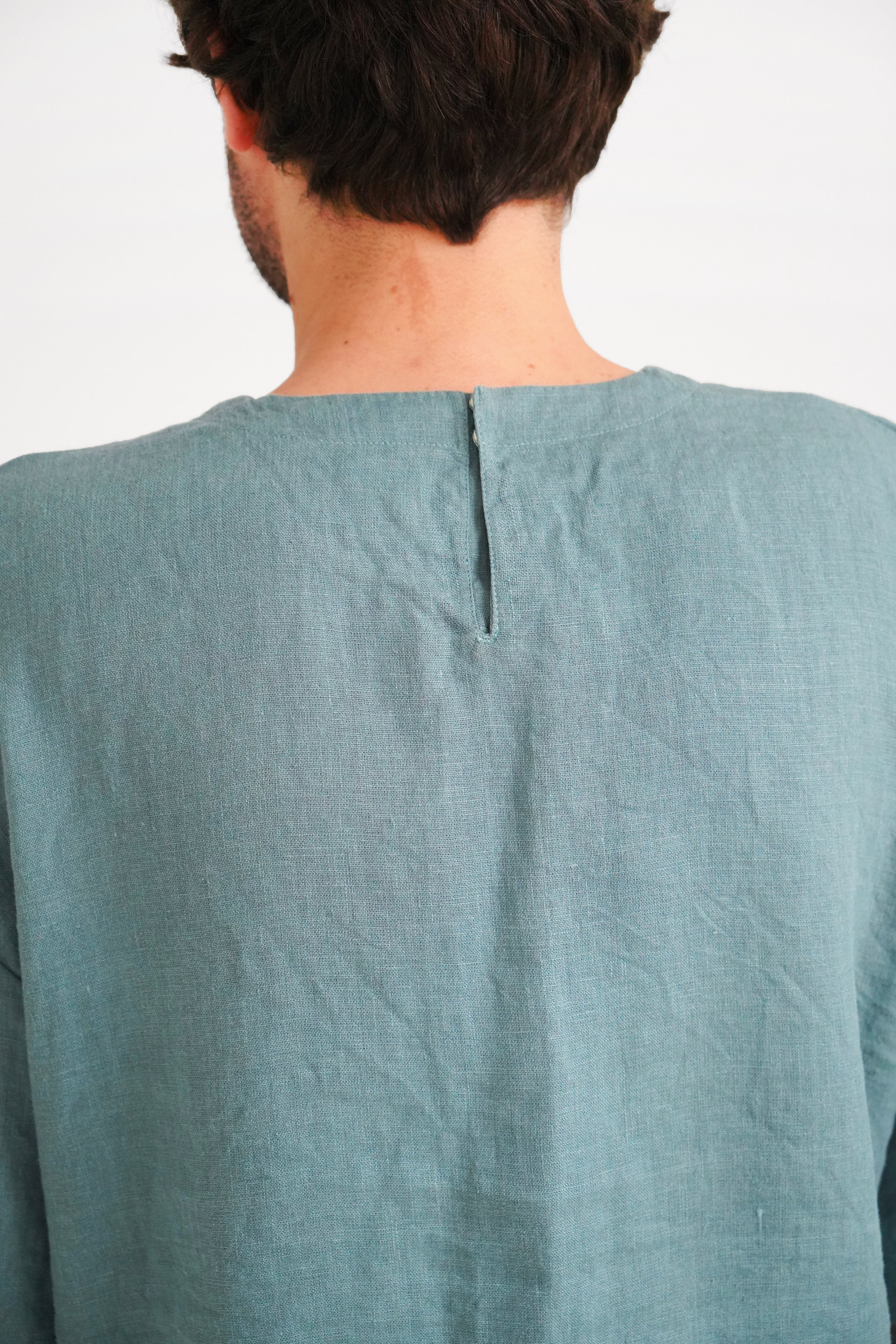 Men’s Oversized Linen T-Shirt SUMIRE in Blue grey