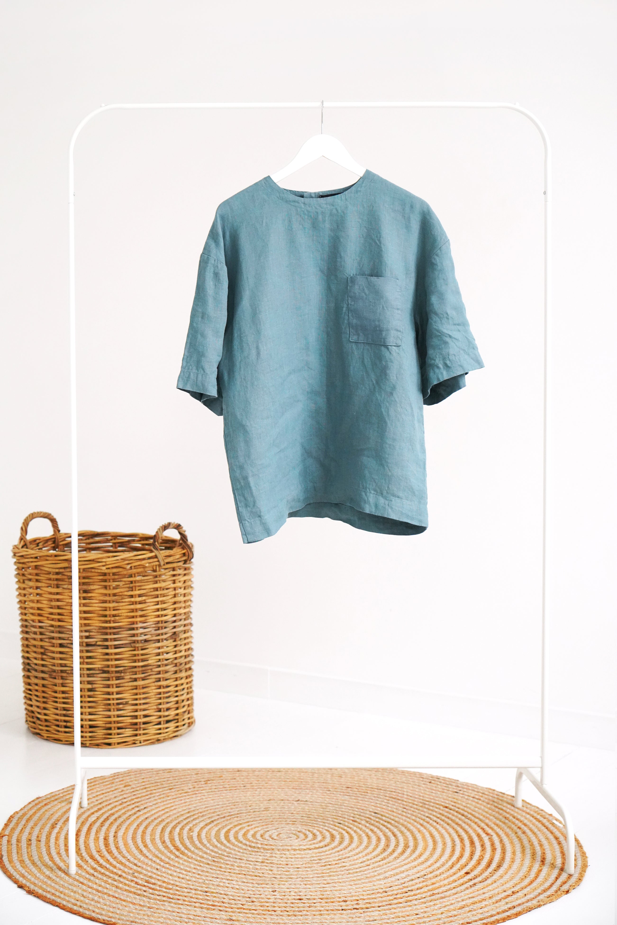 Men’s Oversized Linen T-Shirt SUMIRE in Blue grey