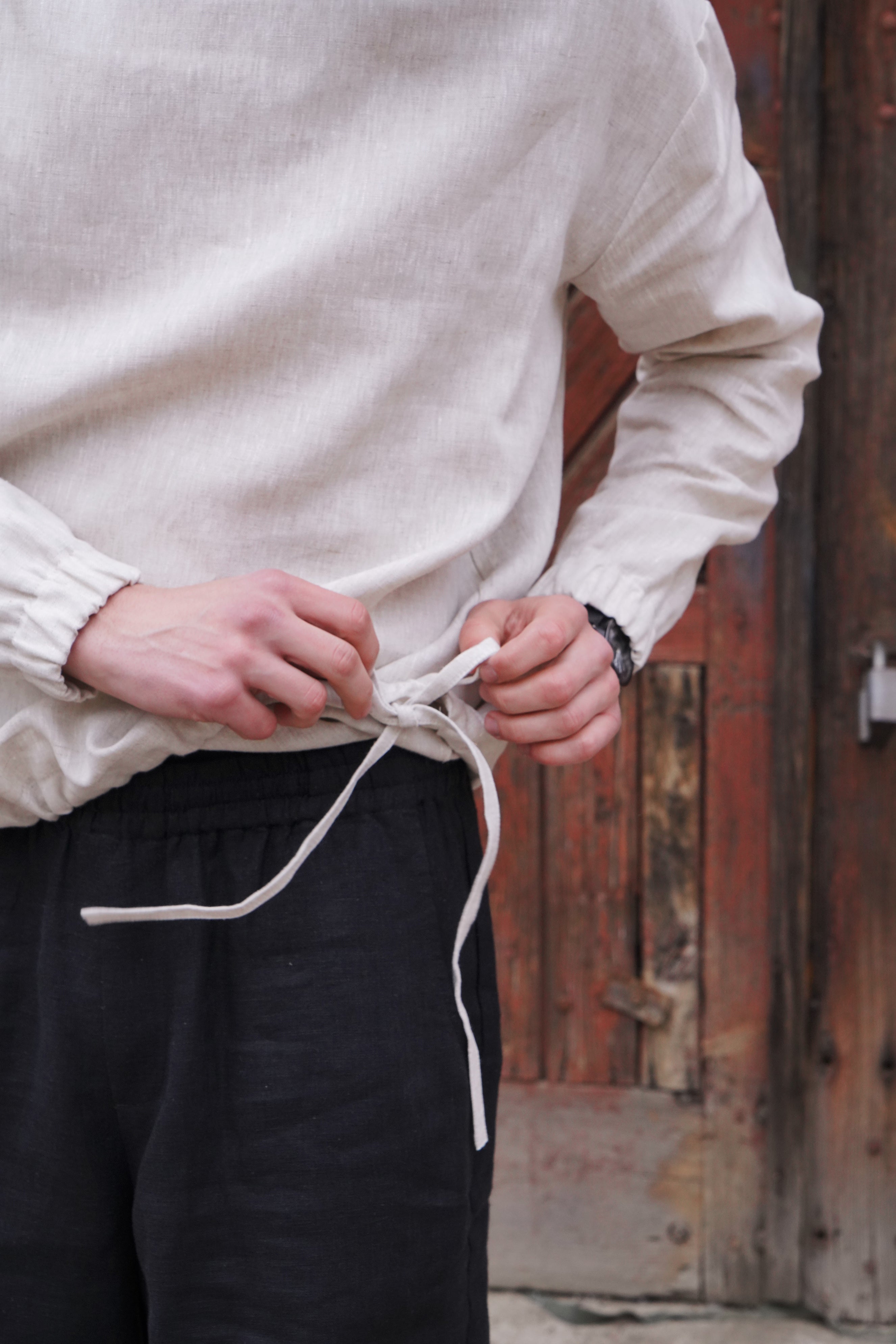 Relaxed linen hoodie CEDRUS in Beige