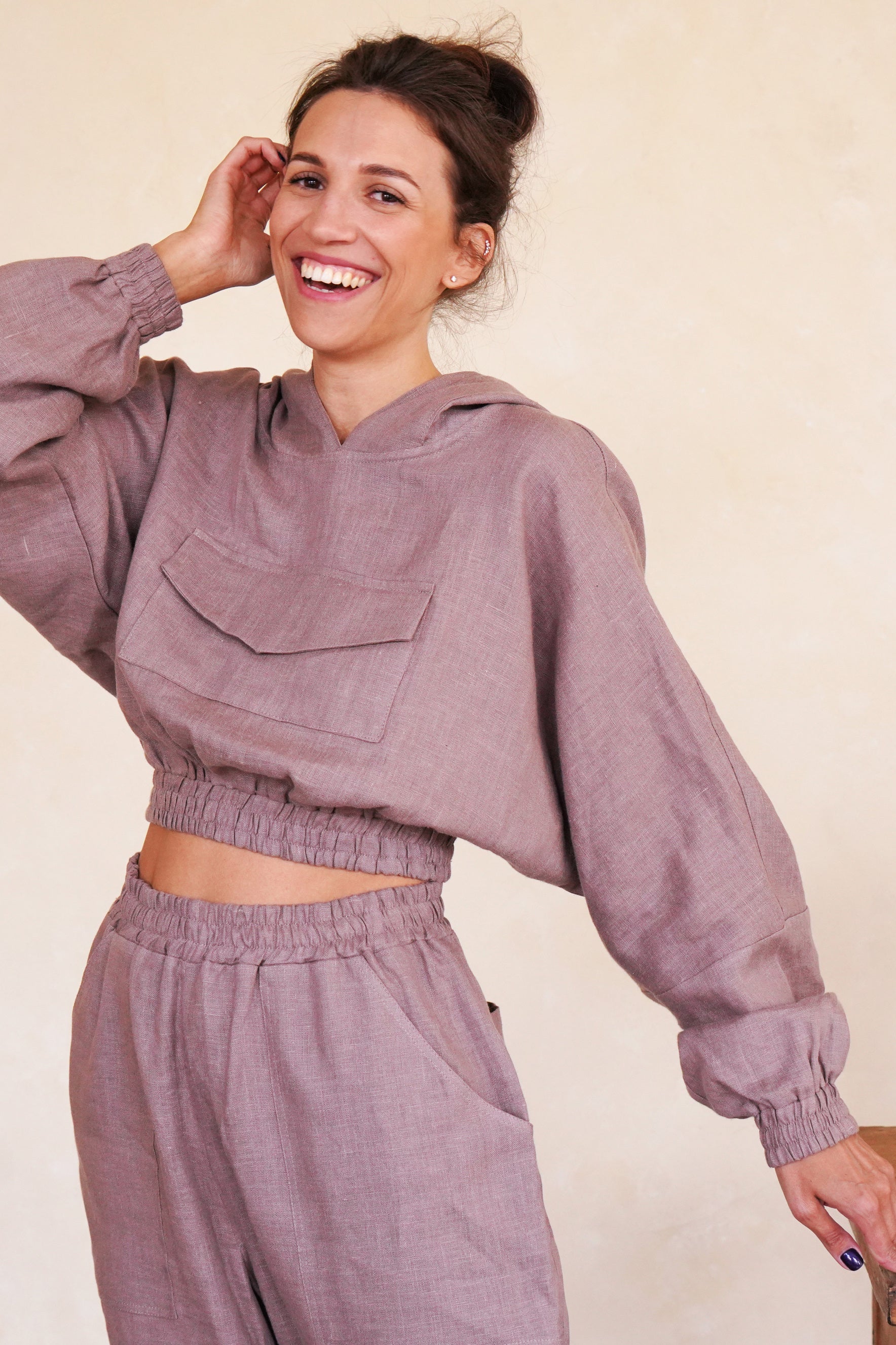 Women’s Crop Hoodie ORCHID in Latte