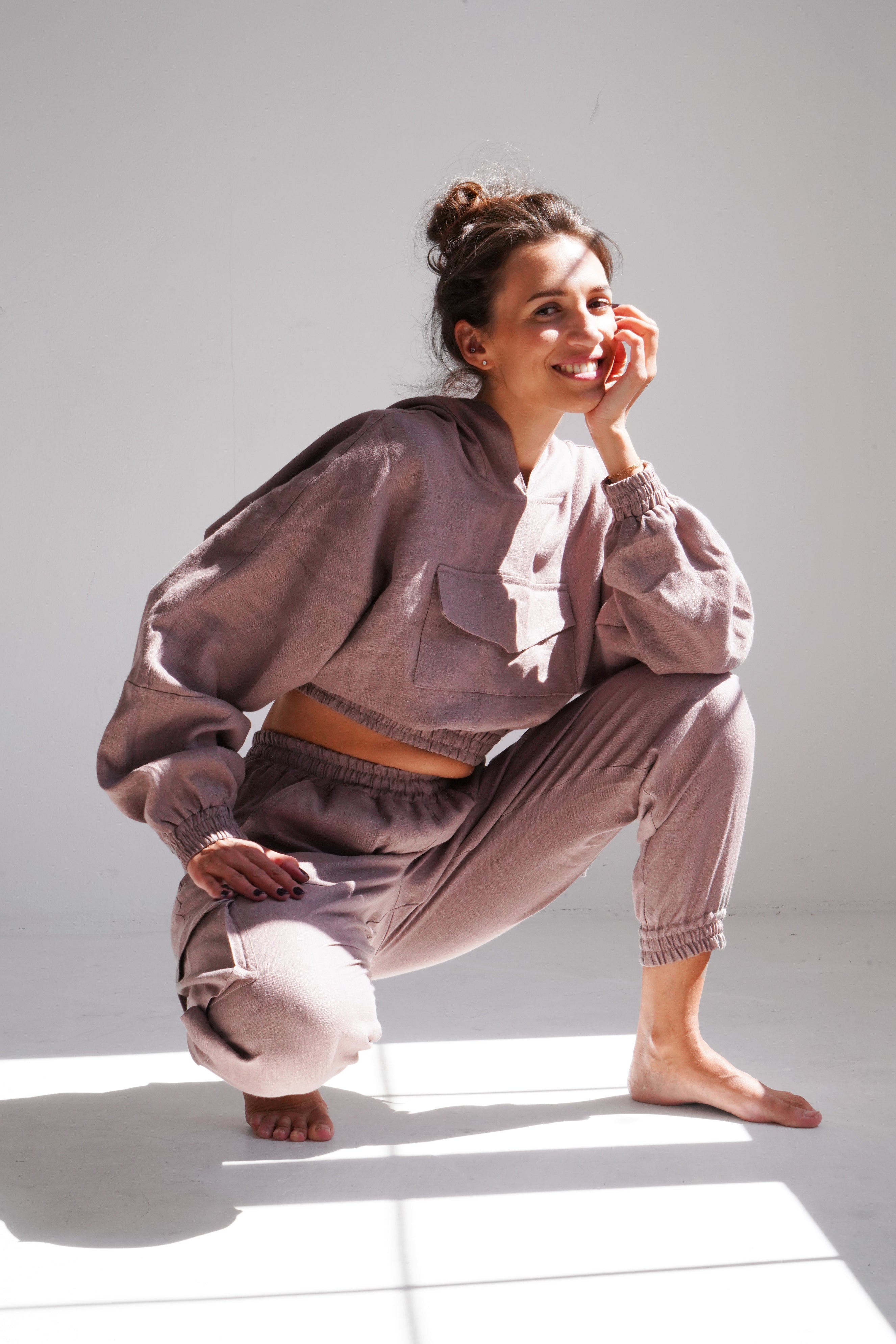 Women’s Crop Hoodie ORCHID in Latte